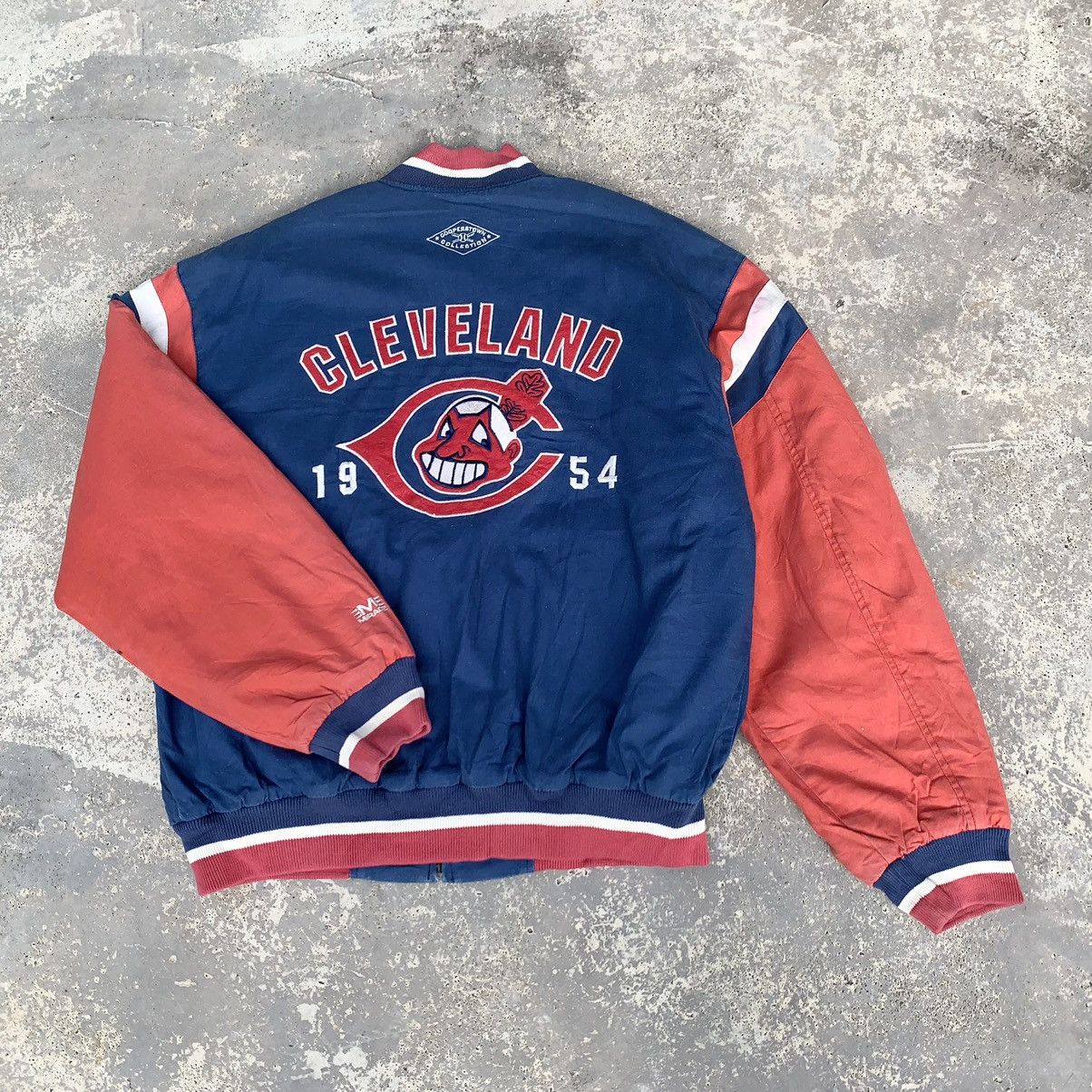 MLB VINTAGE 90s CLEVELAND INDIANS BOMBER JACKET EMBROIDERED LOGO Size US L / EU 52-54 / 3 - 4 Thumbnail