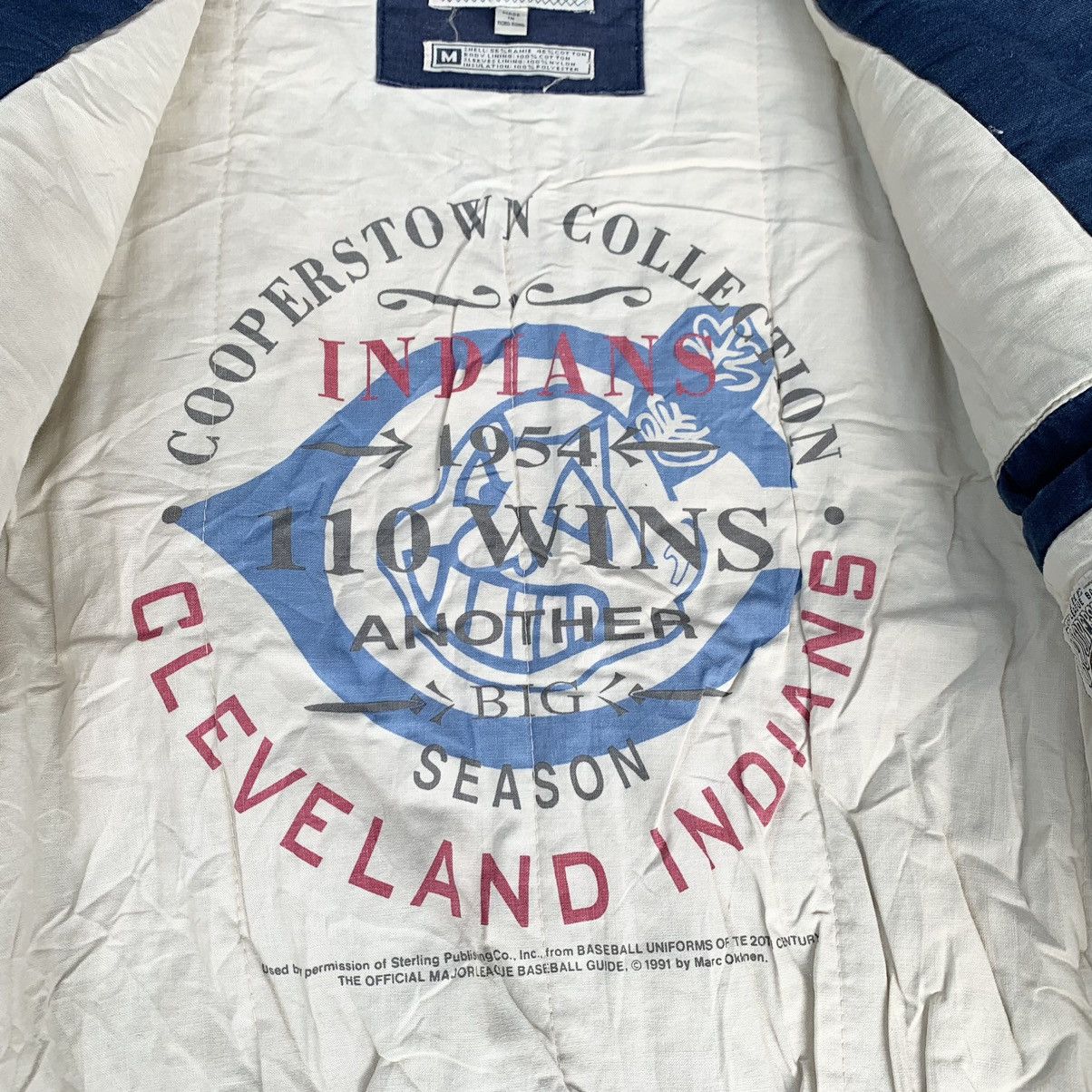MLB VINTAGE 90s CLEVELAND INDIANS BOMBER JACKET EMBROIDERED LOGO Size US L / EU 52-54 / 3 - 8 Thumbnail