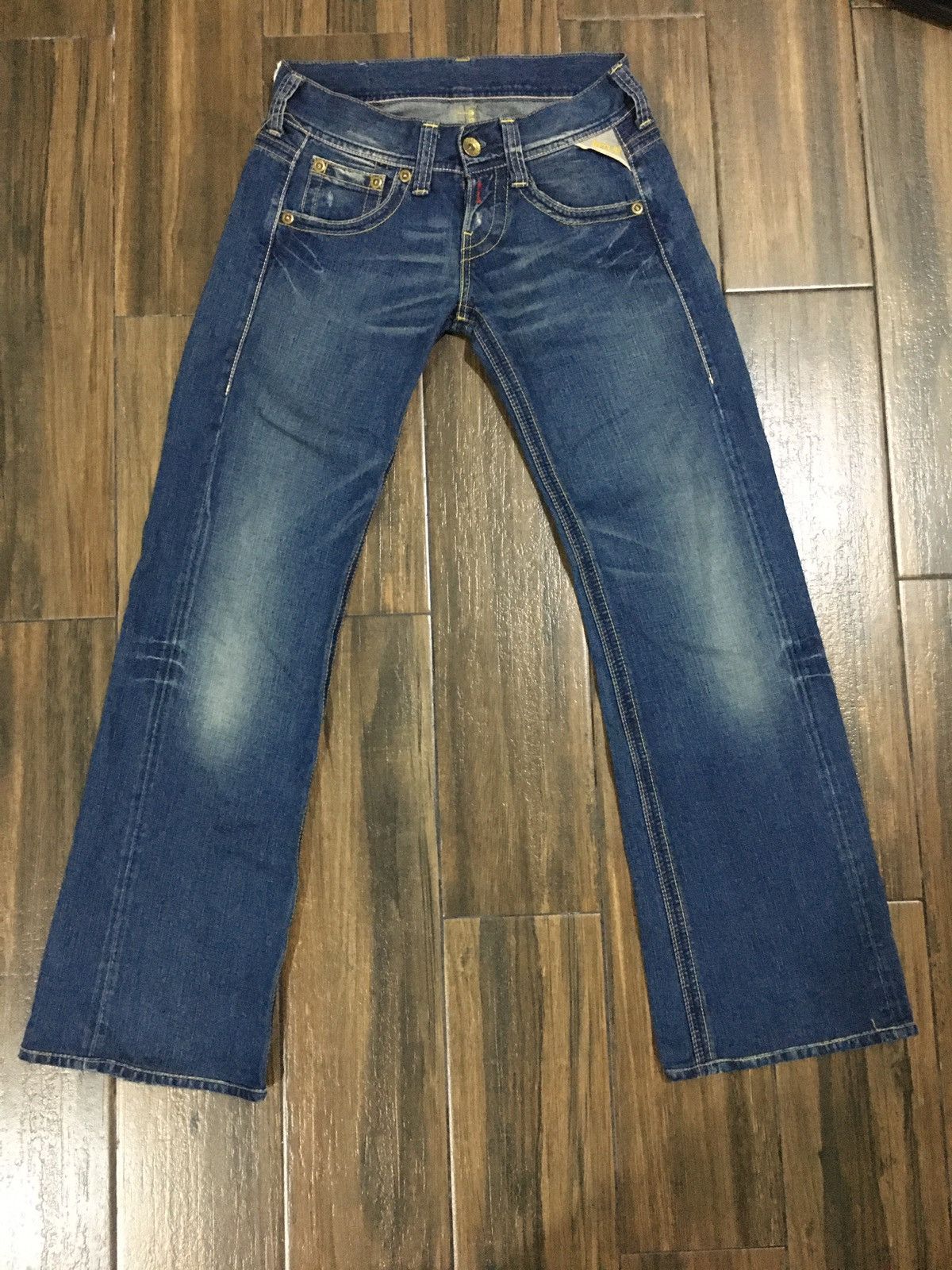 image of Replay Bootcut Flare Wide Leg Jeans in Washed Blue, Women's (Size 28)