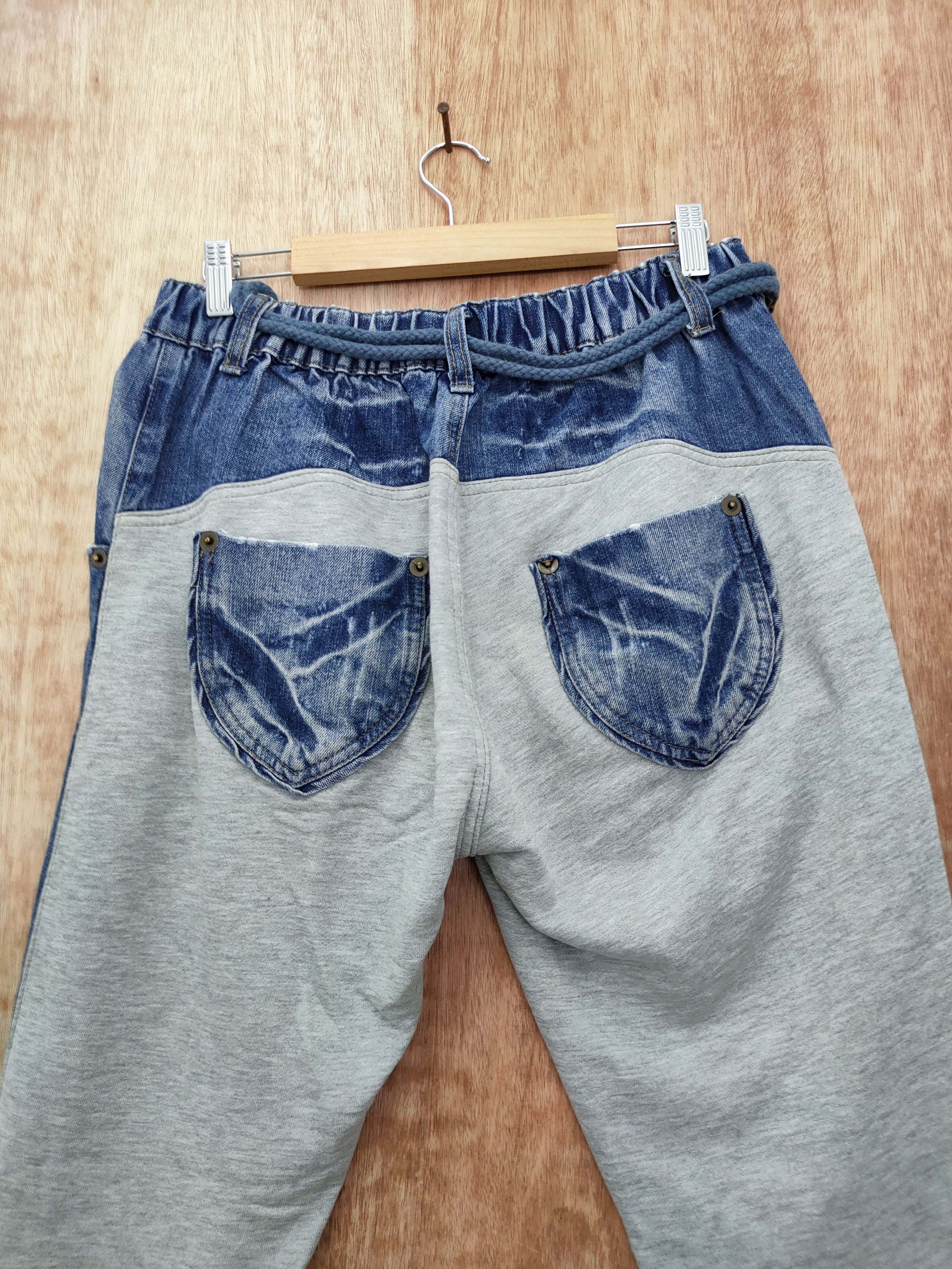 Japanese Brand DL Japan Custom patchwork denim jogger pants #46-004 Size 28" / US 6 / IT 42 - 8 Thumbnail