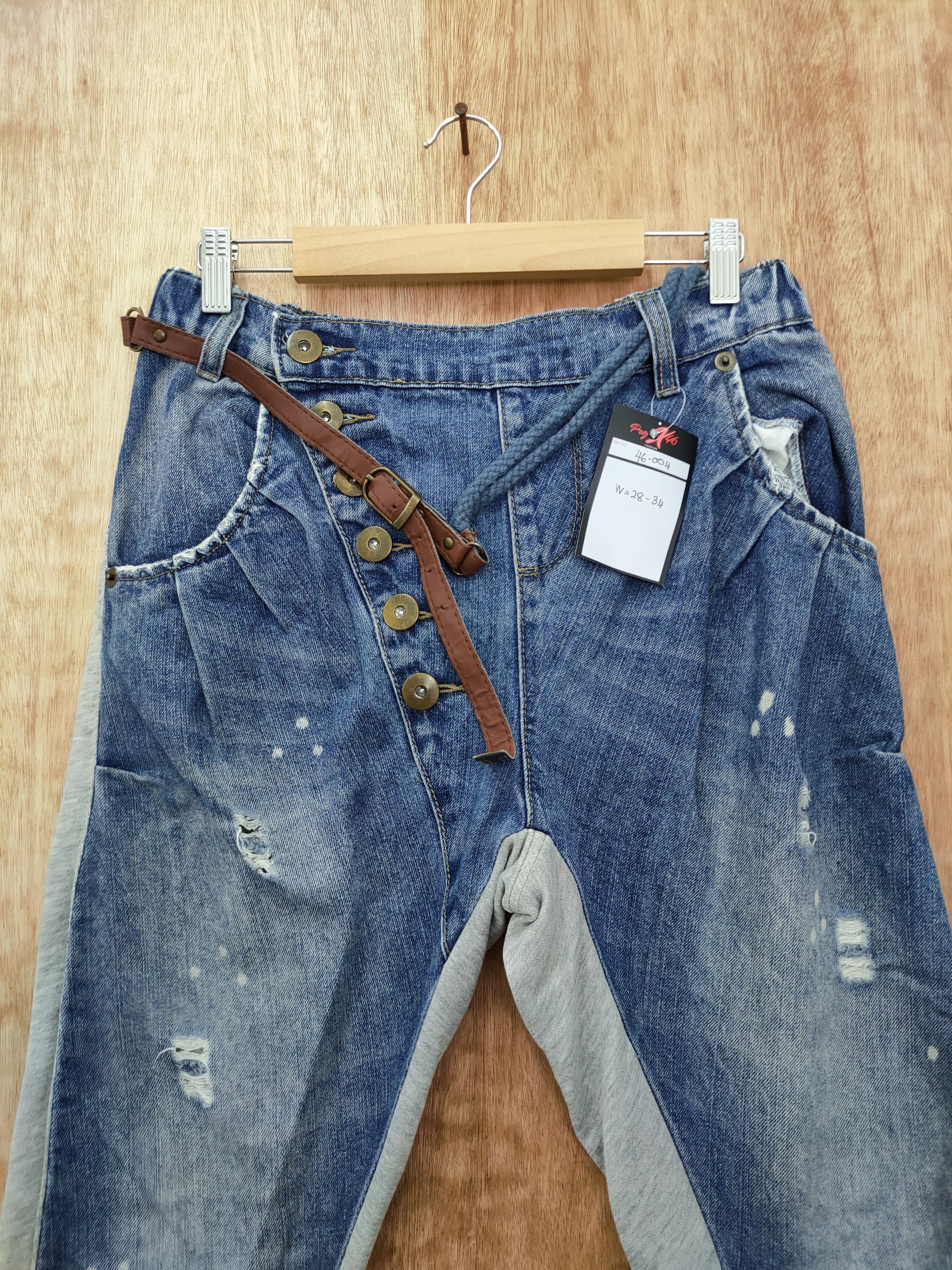 Japanese Brand DL Japan Custom patchwork denim jogger pants #46-004 Size 28" / US 6 / IT 42 - 3 Thumbnail