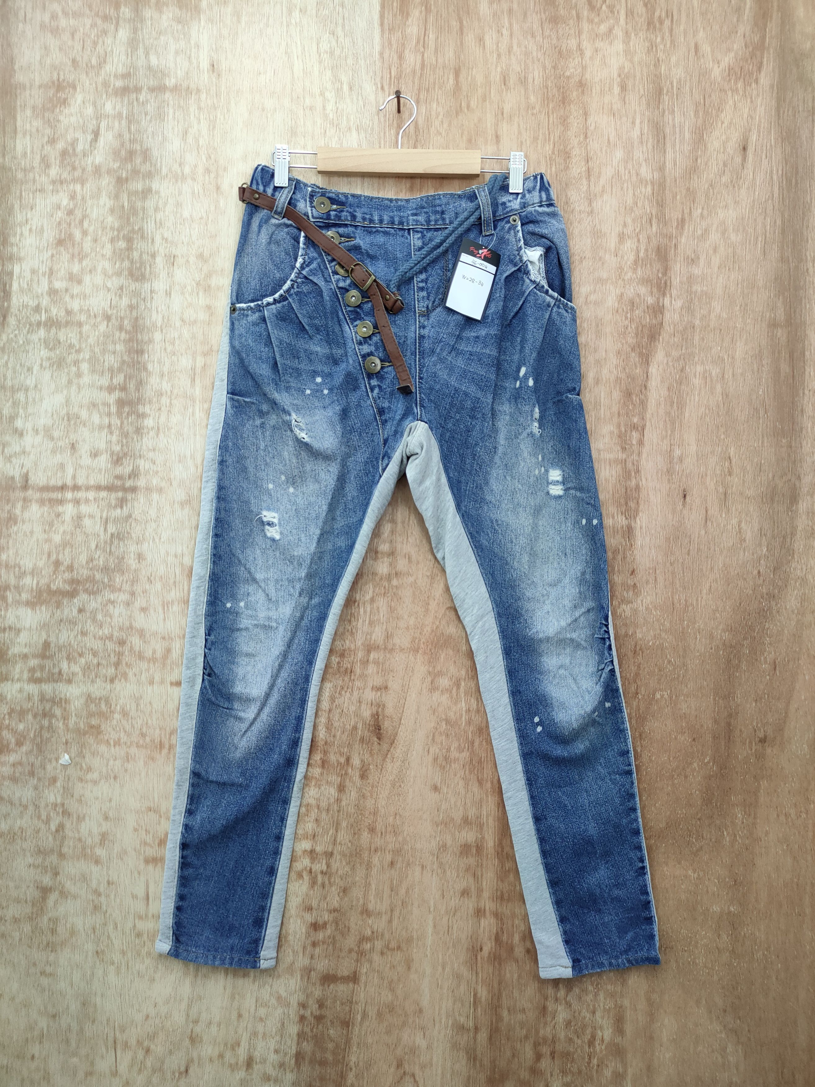 Japanese Brand DL Japan Custom patchwork denim jogger pants #46-004 Size 28" / US 6 / IT 42 - 1 Thumbnail