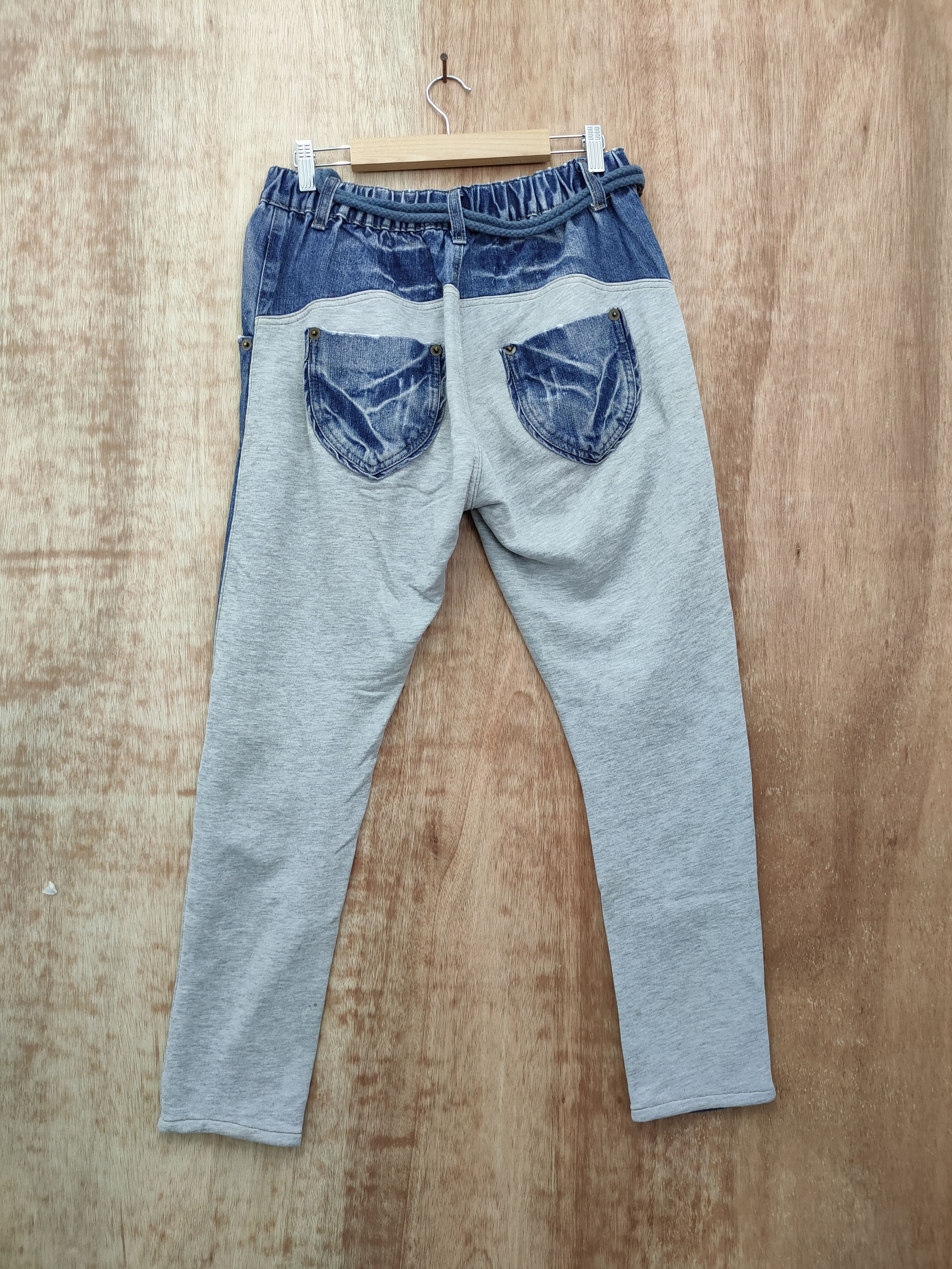 Japanese Brand DL Japan Custom patchwork denim jogger pants #46-004 Size 28" / US 6 / IT 42 - 6 Thumbnail