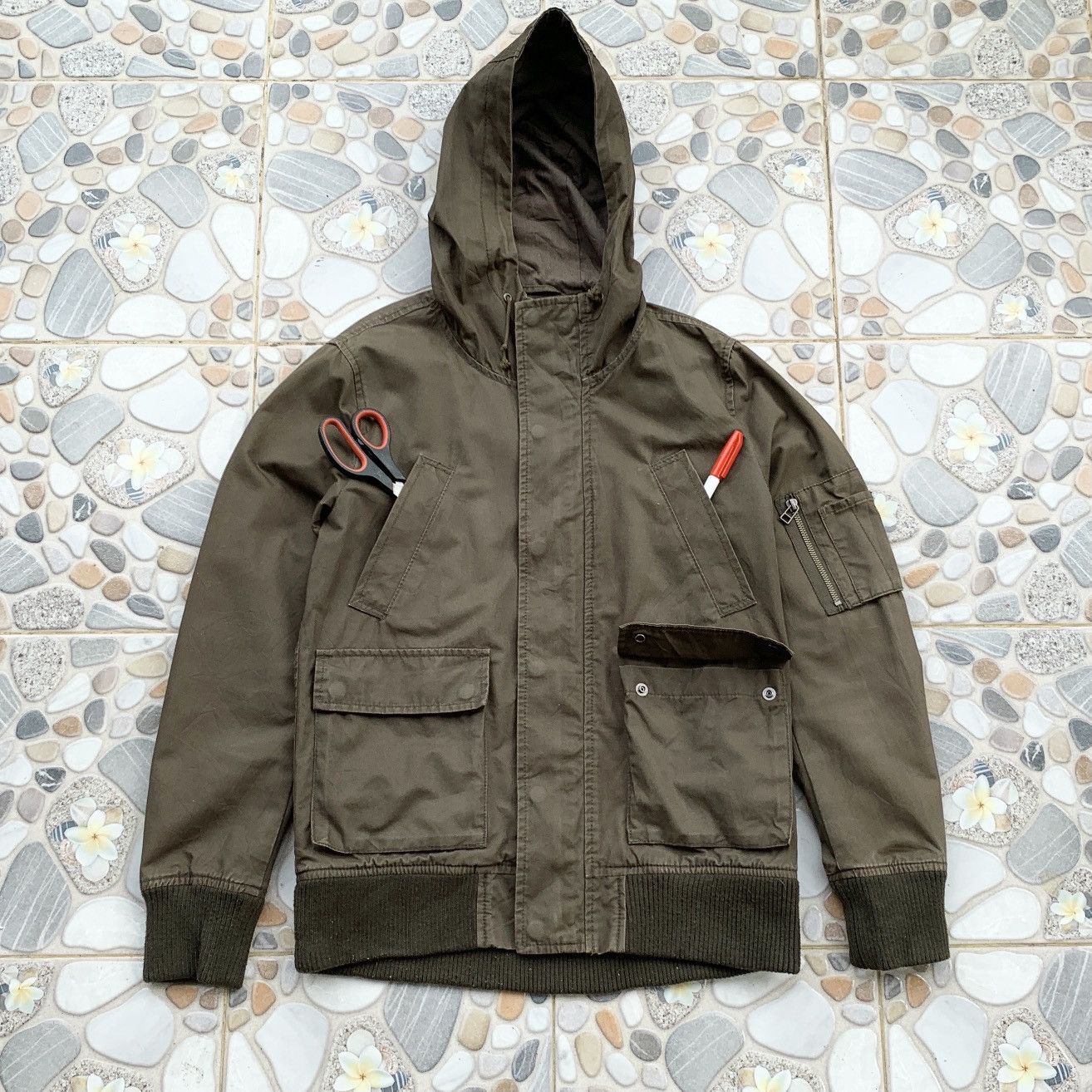 image of Ships x Ships Japan Parka Hoodie Jacket in Brown, Men's (Size Small)