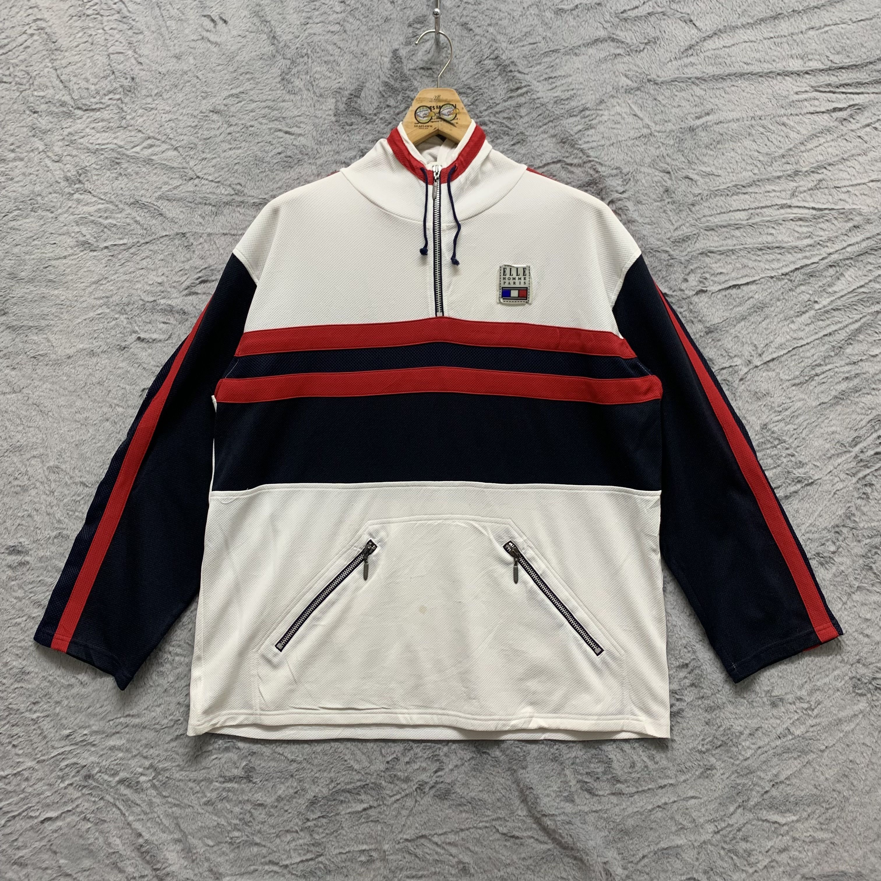 Japanese Brand ELLE HOMME PARIS Colorblock Anorak Hoodies #4322-150 Size US L / EU 52-54 / 3 - 1 Thumbnail
