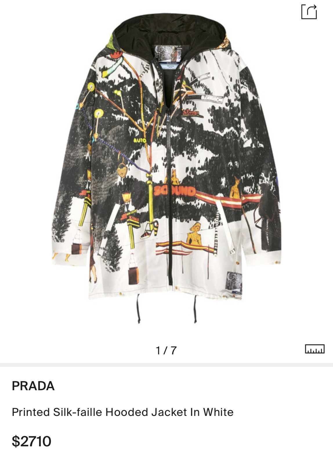 Prada AW16 Christophe Chemin Printed Silk-faille Hooded Jacket Size US M / EU 48-50 / 2 - 16 Thumbnail