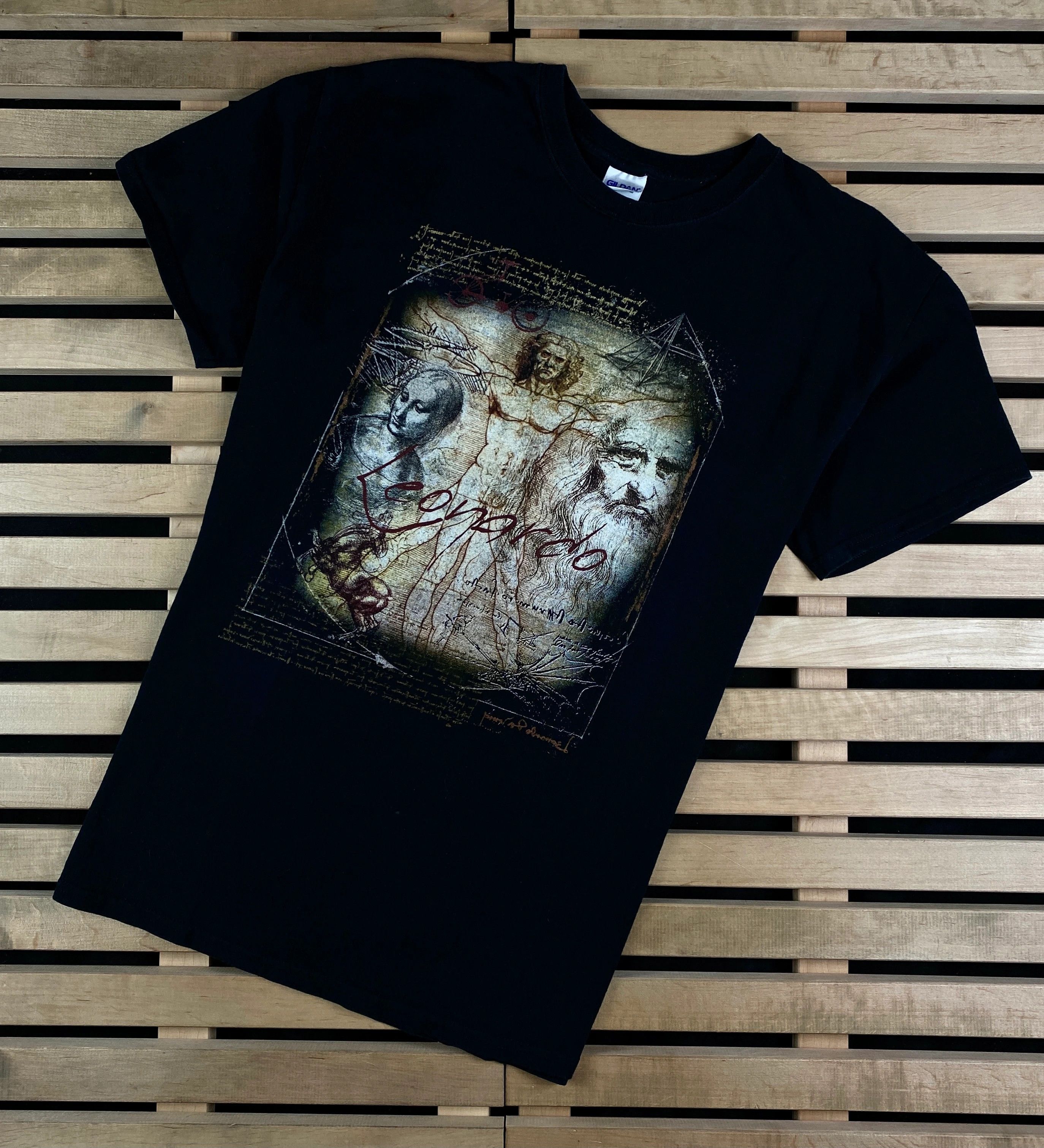Vintage Mens Vintage T Shirt Leonardo Da Vinci Size L Size US L / EU 52-54 / 3 - 1 Thumbnail