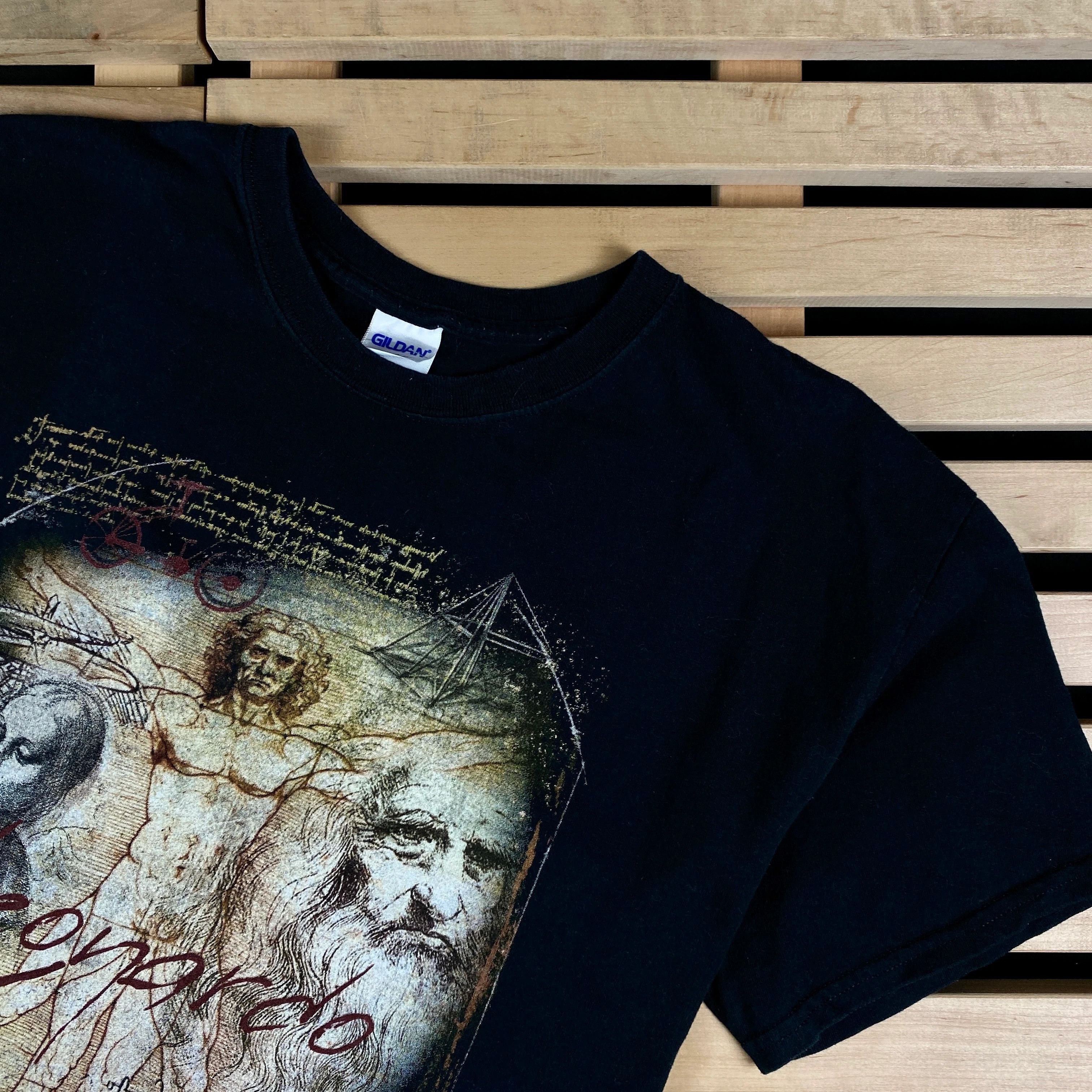 Vintage Mens Vintage T Shirt Leonardo Da Vinci Size L Size US L / EU 52-54 / 3 - 2 Thumbnail