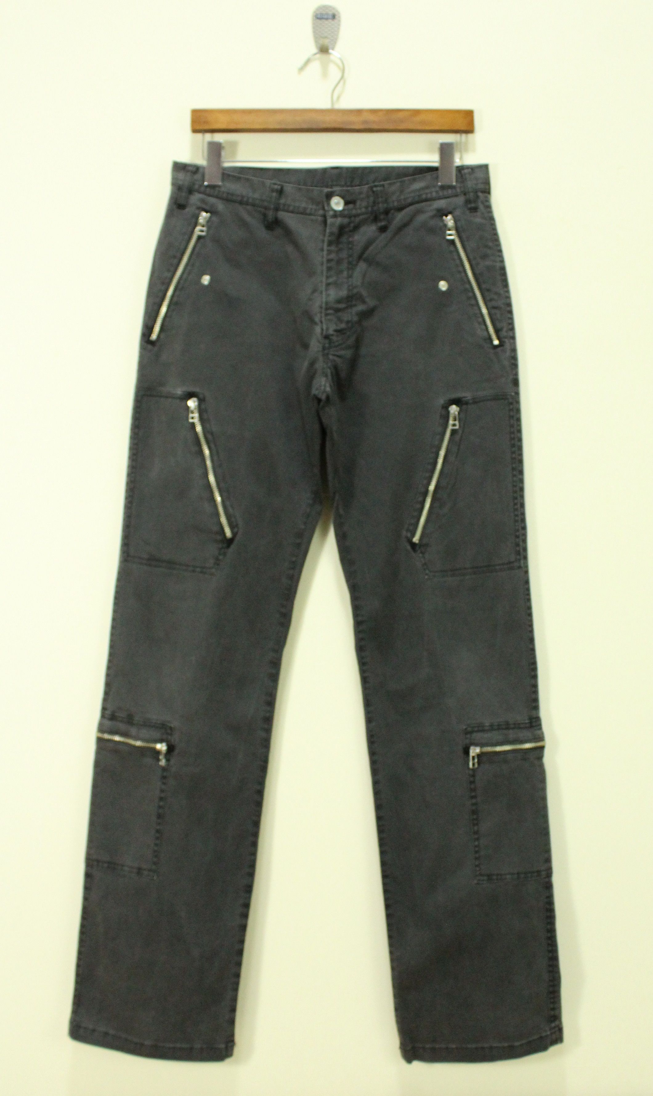 Japanese Brand GGPX Pants Multi Zipper Cargo Stretchy Faded Grunge Raver Size US 30 / EU 46 - 3 Thumbnail