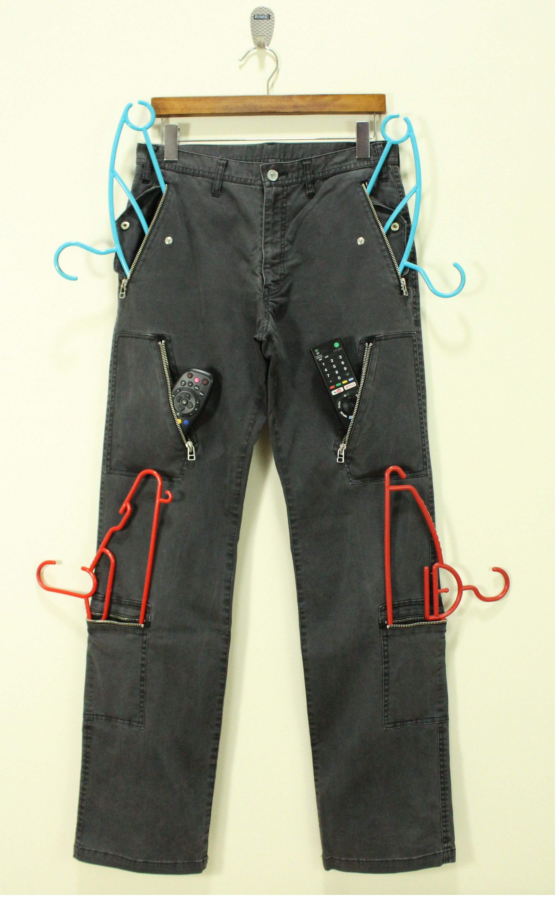 Japanese Brand GGPX Pants Multi Zipper Cargo Stretchy Faded Grunge Raver Size US 30 / EU 46 - 2 Thumbnail