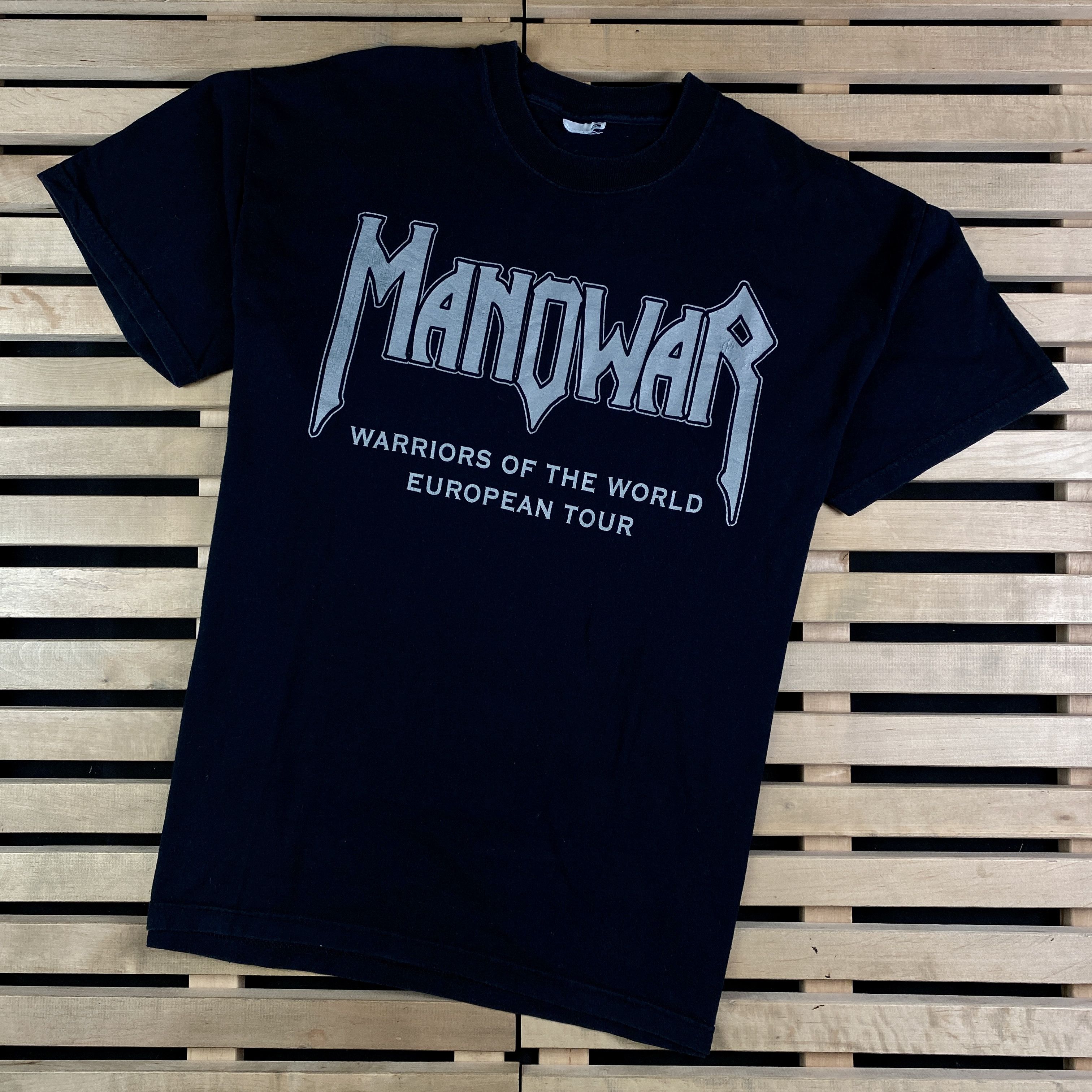 Mens Vintage T Shirt Manowar 2002 Back Big Print Size XL