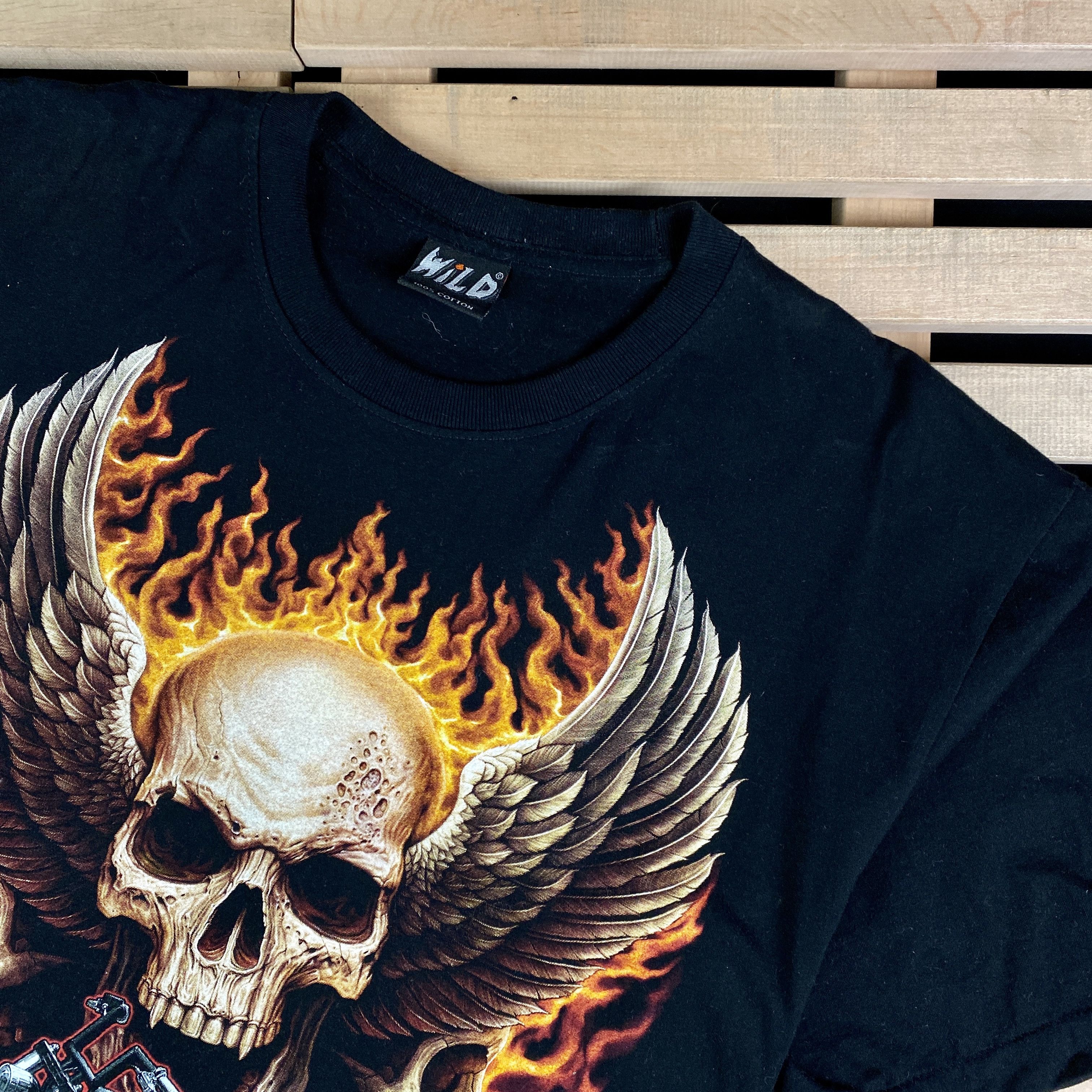 Harley Davidson × Vintage Mens Vintage T Shirt Skulls Harley Davidson Wild Size XL Size US XL / EU 56 / 4 - 2 Thumbnail