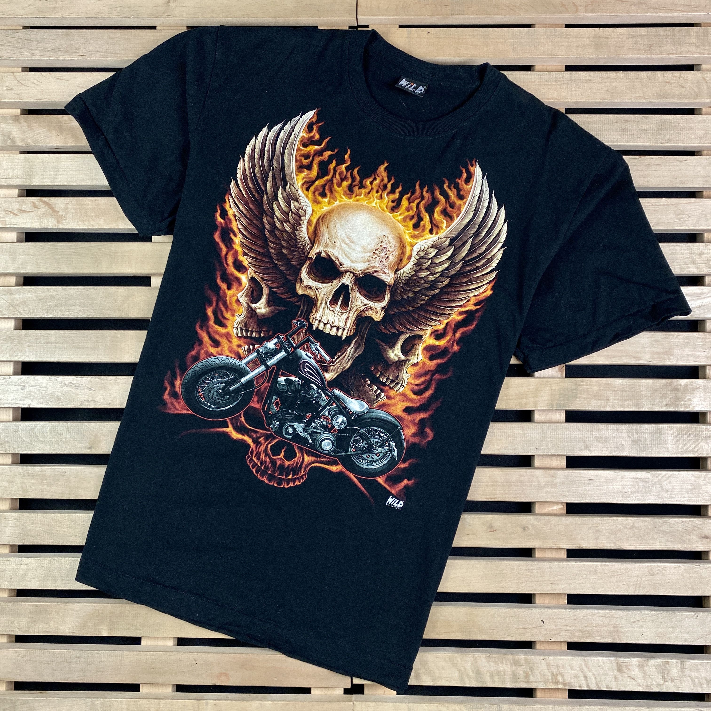 Harley Davidson × Vintage Mens Vintage T Shirt Skulls Harley Davidson Wild Size XL Size US XL / EU 56 / 4 - 1 Thumbnail