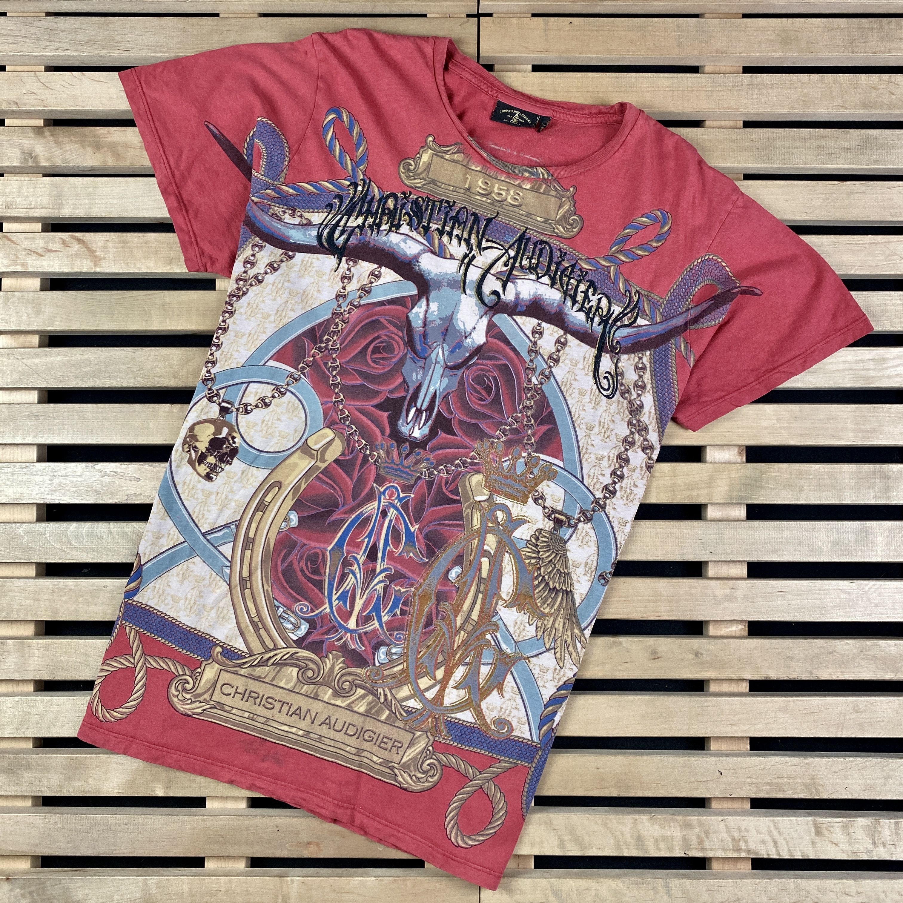 Christian Audigier × Vintage Mens T-Shirt Christian Audigier Vintage Size XL Size US XL / EU 56 / 4 - 1 Thumbnail