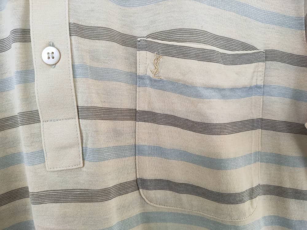 Designer Vintage YSL Stripes Polo T Size US M / EU 48-50 / 2 - 3 Thumbnail