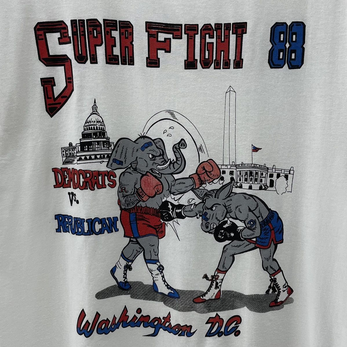 Vintage Super Fight Democrats Vs Republican Vintage 80s Nice Print! Size US L / EU 52-54 / 3 - 2 Thumbnail