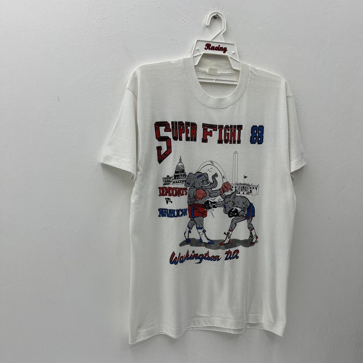 Vintage Super Fight Democrats Vs Republican Vintage 80s Nice Print! Size US L / EU 52-54 / 3 - 4 Thumbnail
