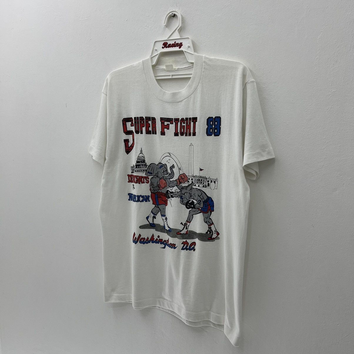 Vintage Super Fight Democrats Vs Republican Vintage 80s Nice Print! Size US L / EU 52-54 / 3 - 6 Thumbnail