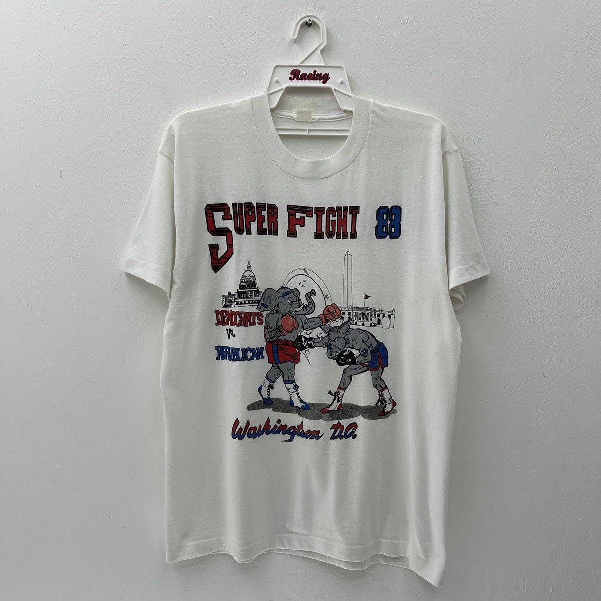 Vintage Super Fight Democrats Vs Republican Vintage 80s Nice Print! Size US L / EU 52-54 / 3 - 1 Thumbnail