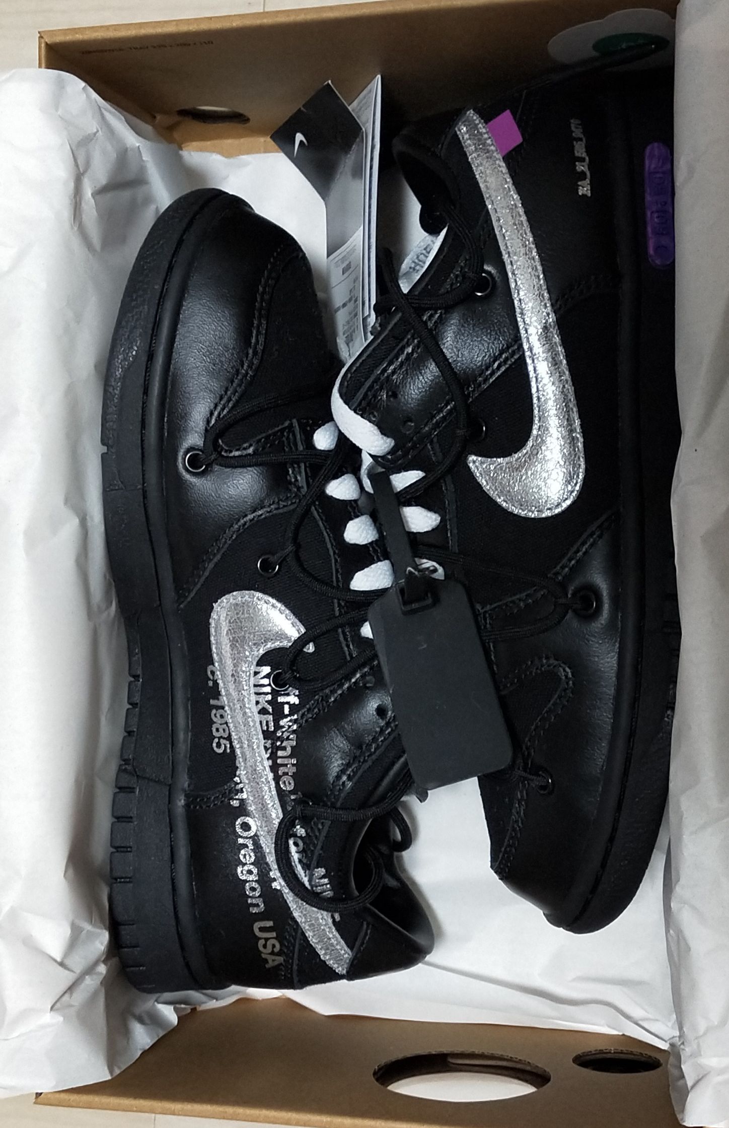 Pre-owned Nike X Off White Nike Off-white Dunk Low Lot 50/50 Shoes In Black