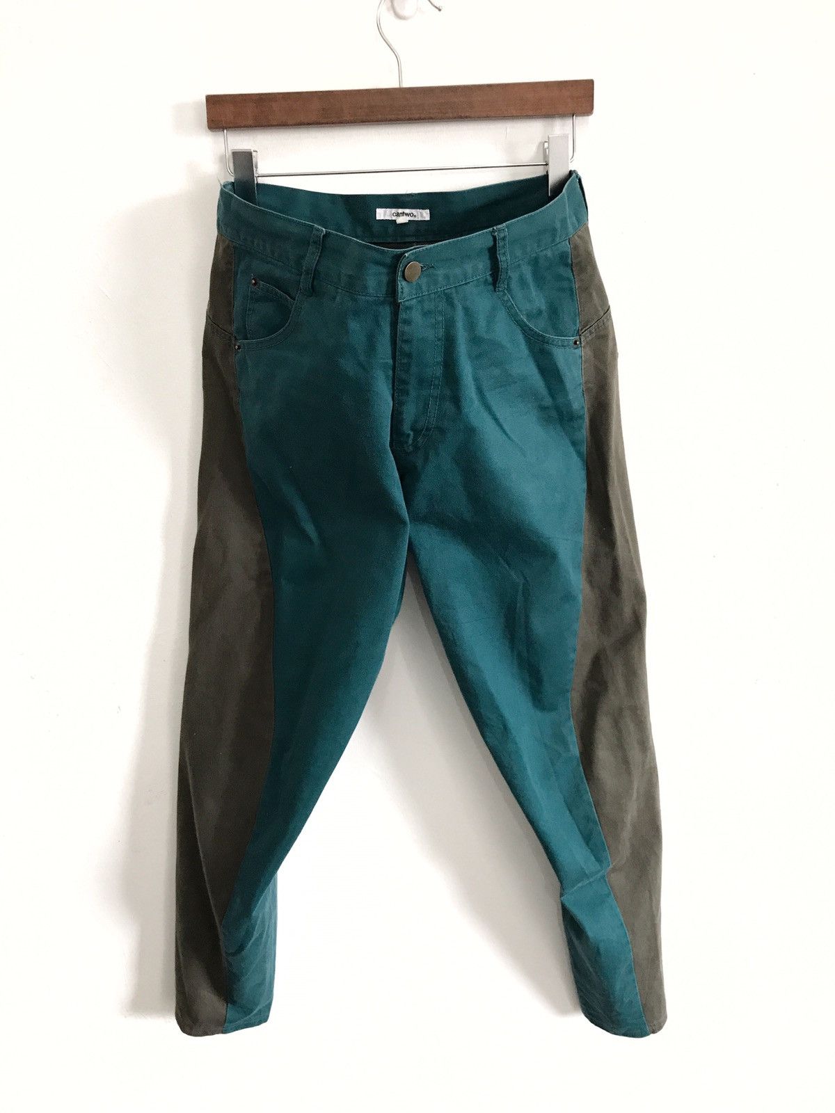 image of Designer Cantwo Pants Two Tones Colour Waist 31"x37 in Green, Men's