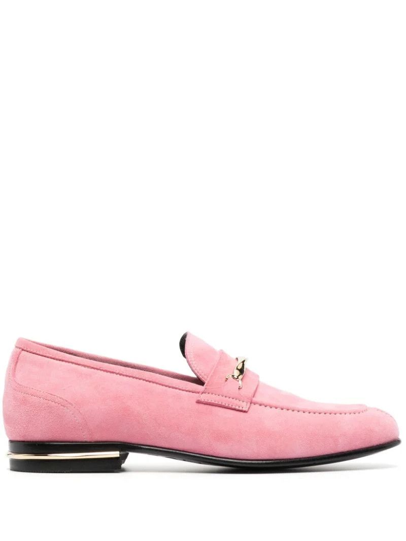 Pink Genos Buckle-Embellished Loafers