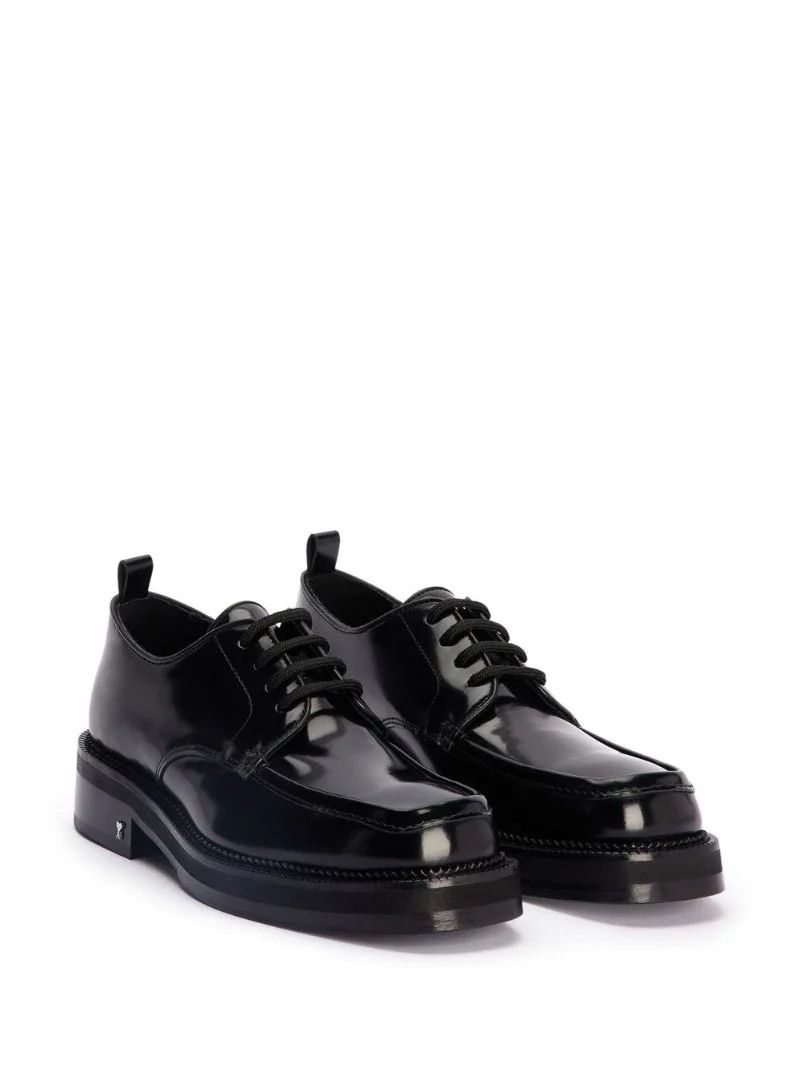 Black Brushed Leather Derby Shoes