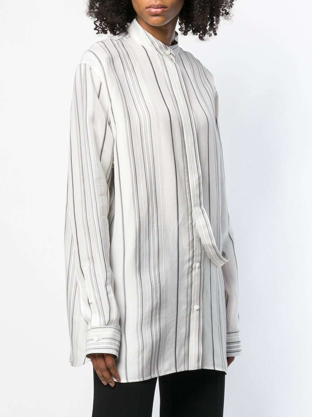 image of Jil Sander Giusy Striped Shirt $2000 Retail in Grey, Women's (Size Small)