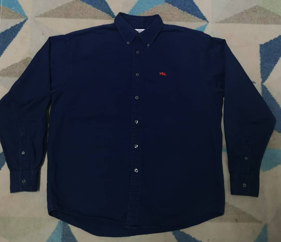 Yves Saint Laurent YSL Embroidered Small Logo Shirt Size US L / EU 52-54 / 3 - 3 Thumbnail