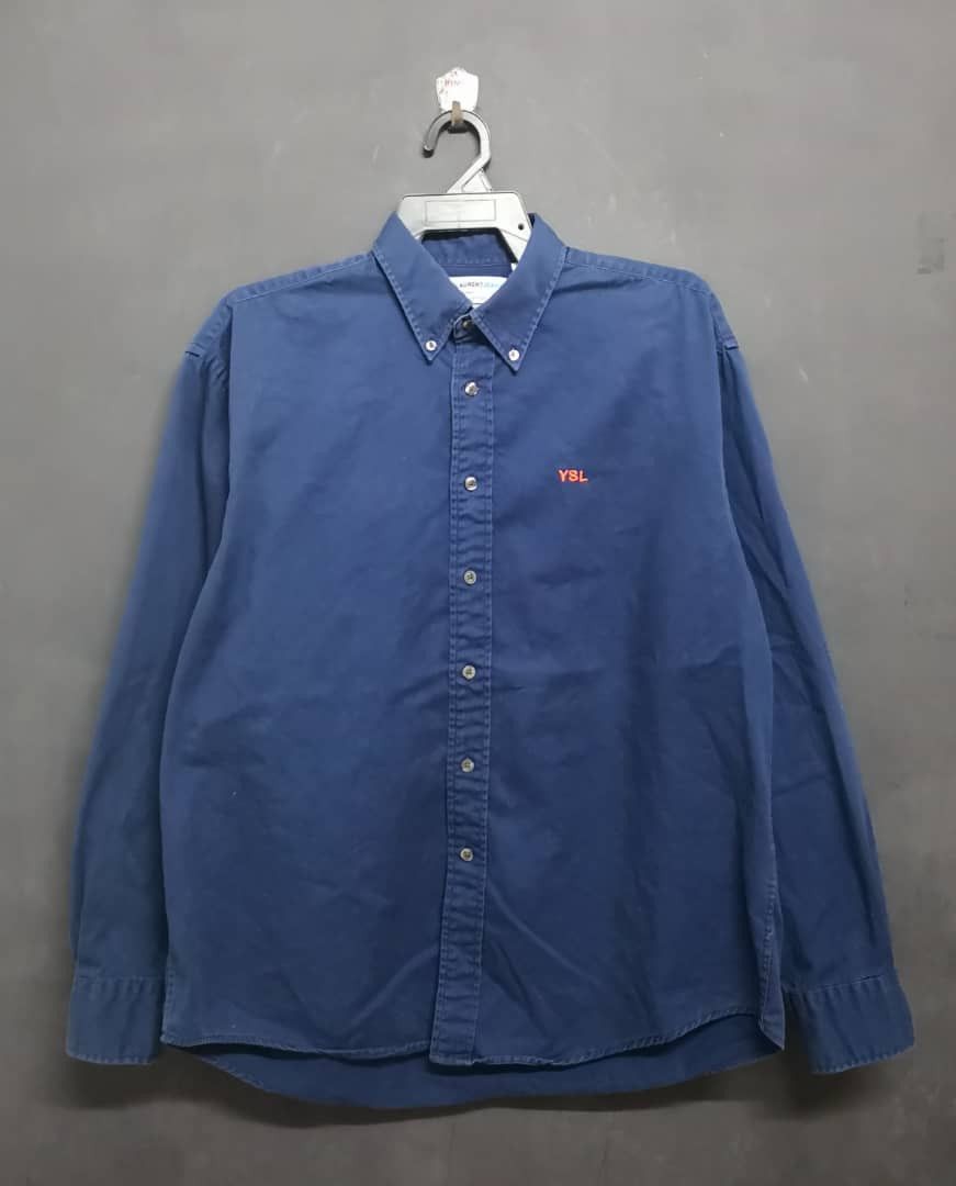 Yves Saint Laurent YSL Embroidered Small Logo Shirt Size US L / EU 52-54 / 3 - 1 Thumbnail