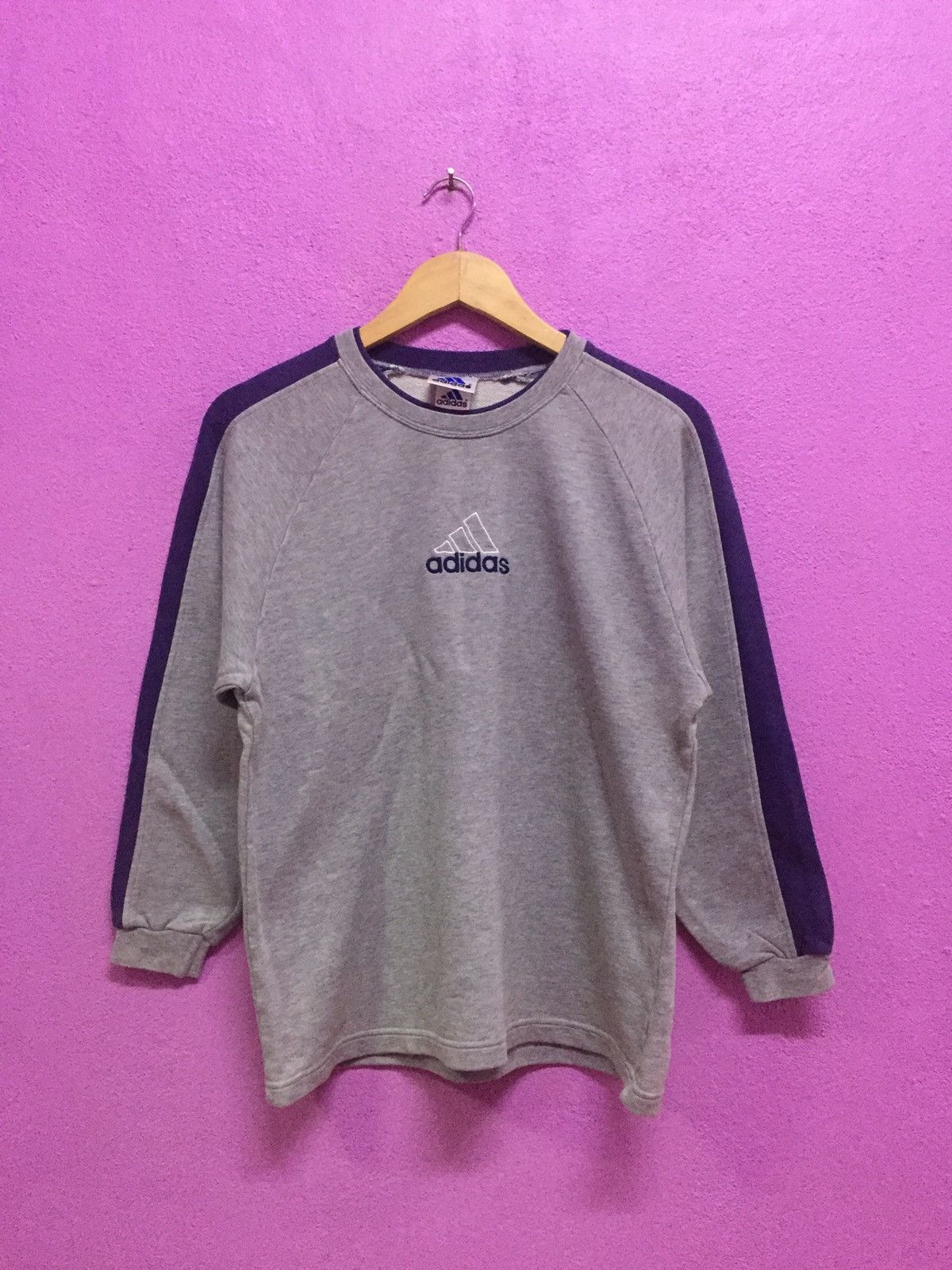 Vintage 90'S Adidas half-zip sweatshirt, size L, men's cotton Beige type Vintage Second Hand