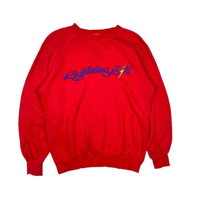 Vintage LAST CALL Vintage 70s Lightning Bolt Red Crewneck | Grailed