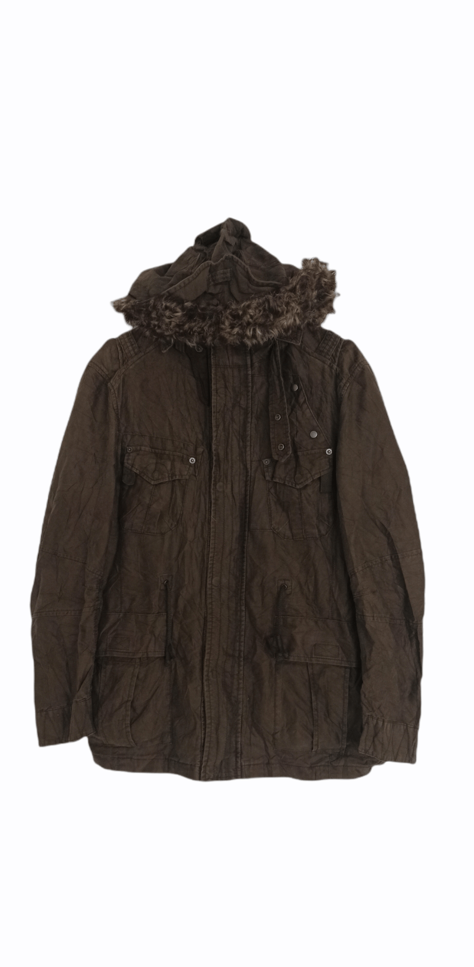 image of Ppfm Military Style Hoodie Jacket in Chocolate Black, Men's (Size Medium)