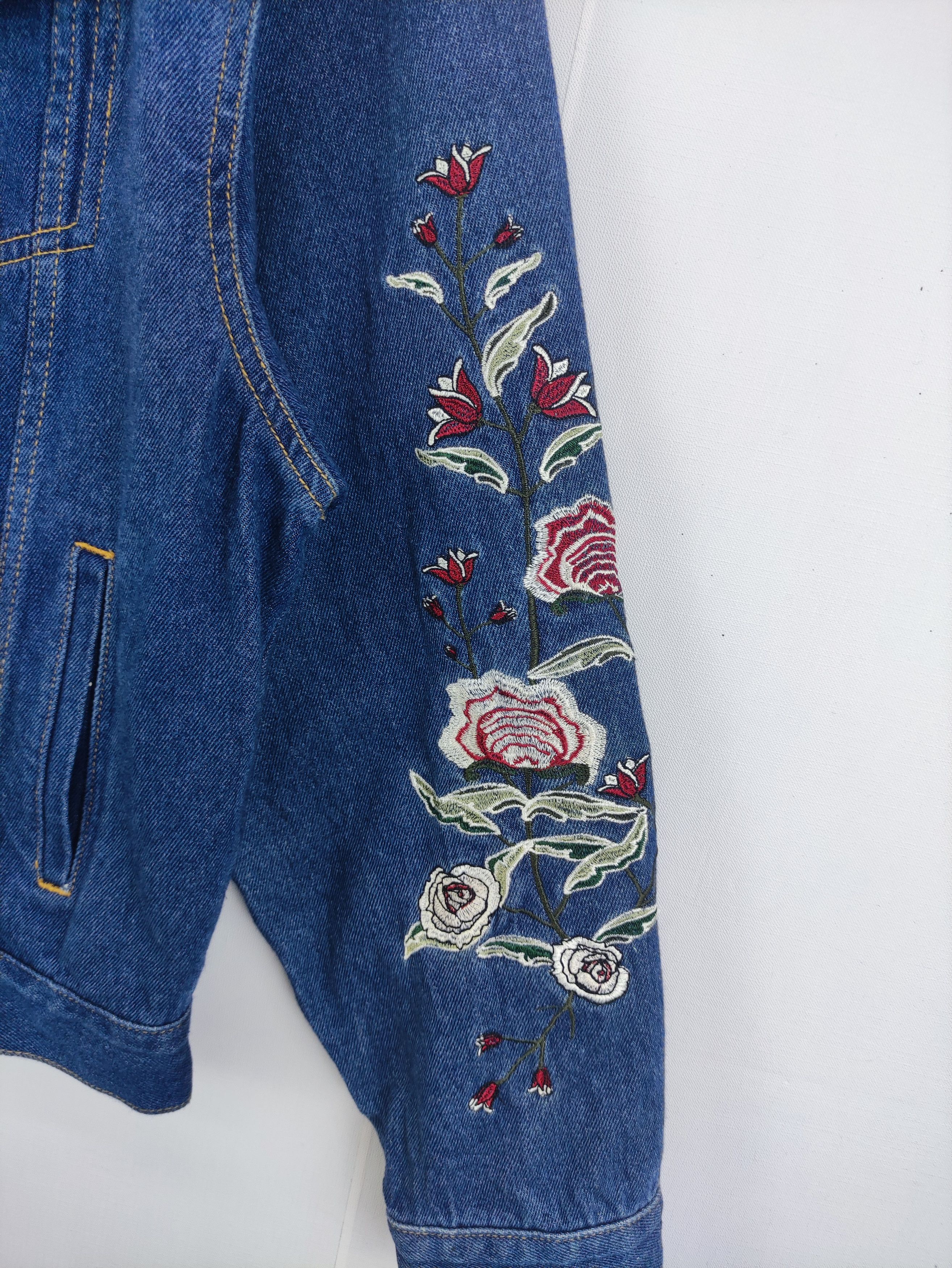 Denime Vintage Dukkah Denim Jacket Embroidered Flower Logo Size M / US 6-8 / IT 42-44 - 5 Thumbnail