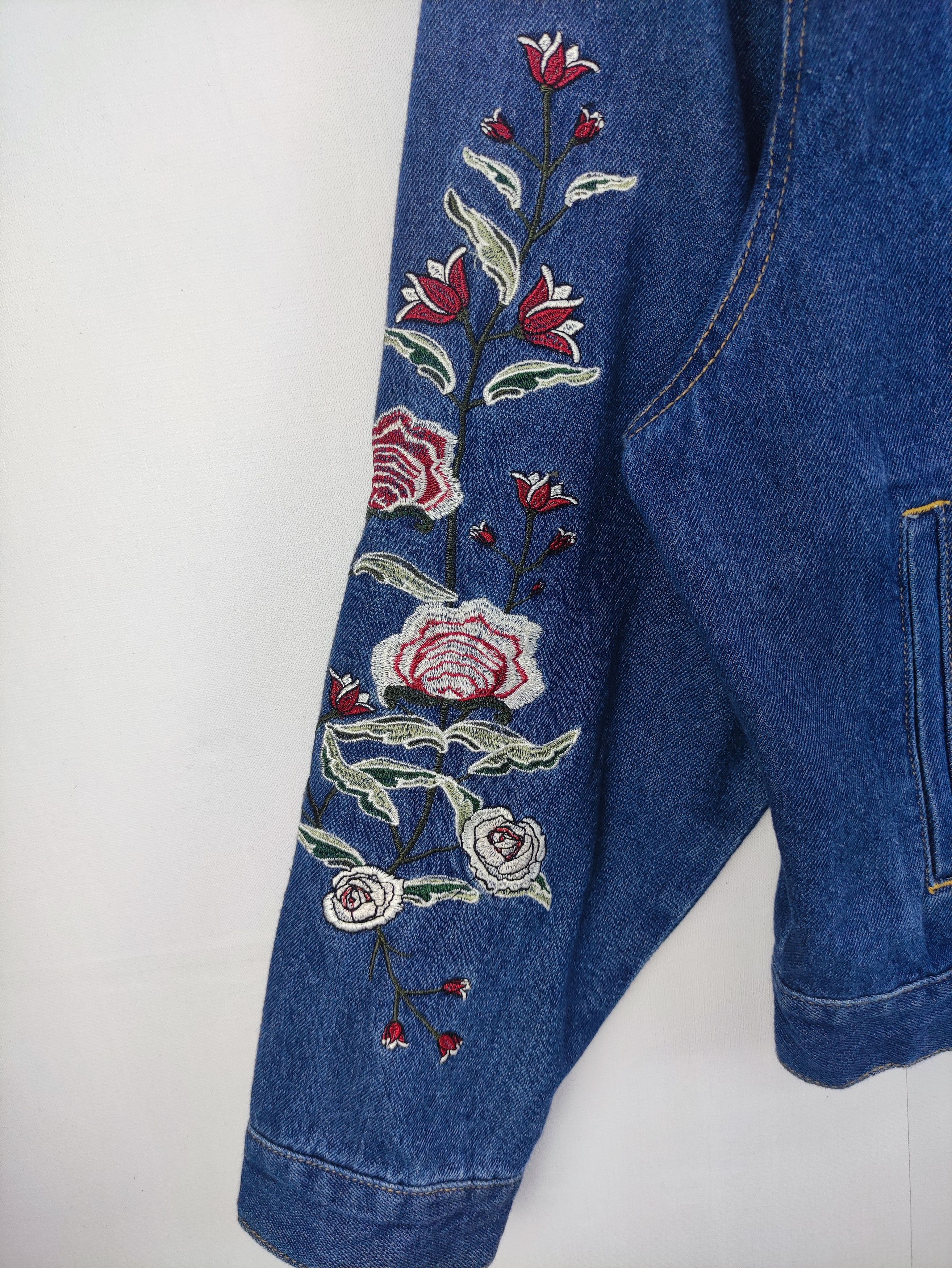 Denime Vintage Dukkah Denim Jacket Embroidered Flower Logo Size M / US 6-8 / IT 42-44 - 4 Thumbnail