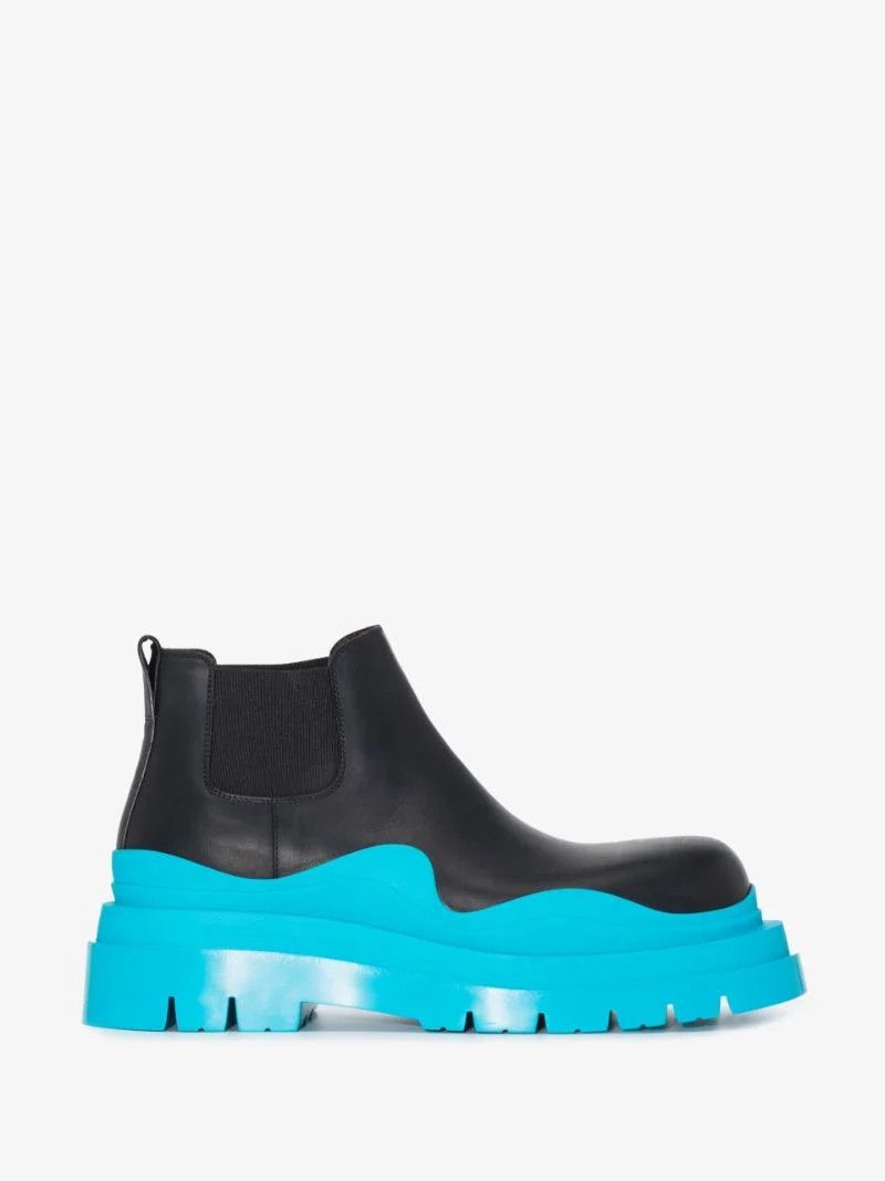 Black Tire Leather Chelsea Boots