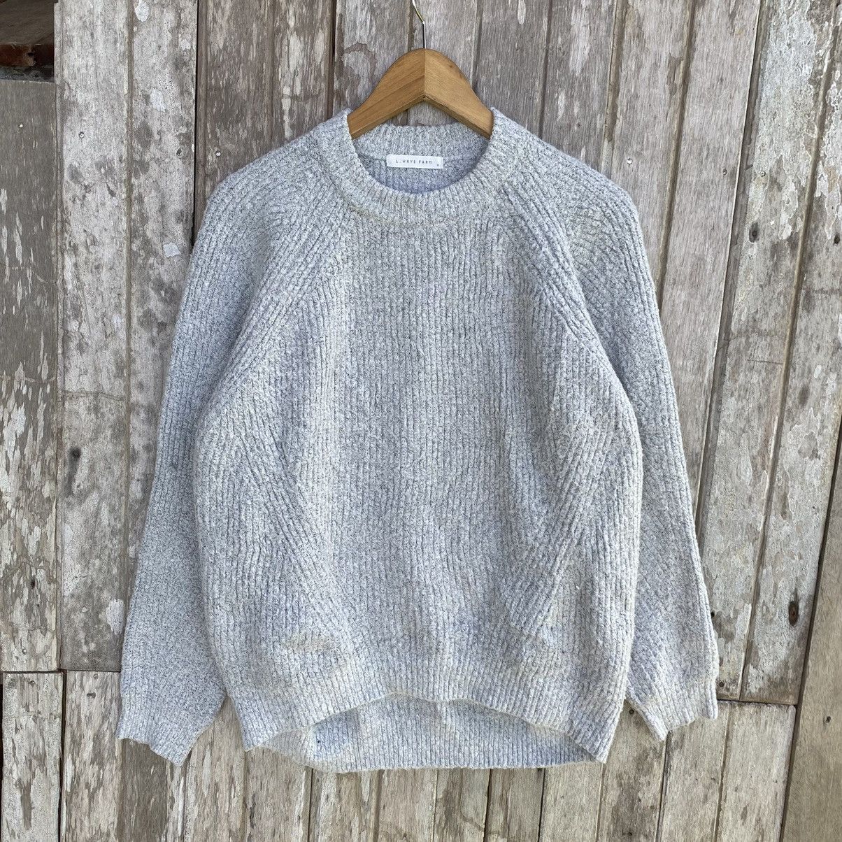 image of Coloured Cable Knit Sweater Lowrys Farm Knitwear in Grey, Men's (Size Medium)