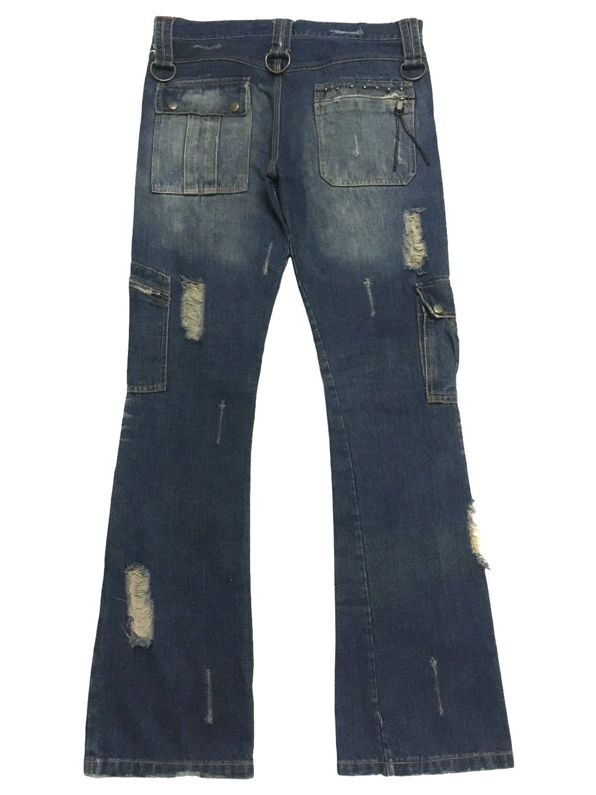 14th Addiction Vintage Japanese Brand Tactical Zipper Flared Jeans 1990s Size US 33 - 2 Thumbnail