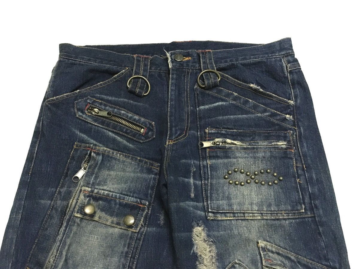 14th Addiction Vintage Japanese Brand Tactical Zipper Flared Jeans 1990s Size US 33 - 3 Thumbnail