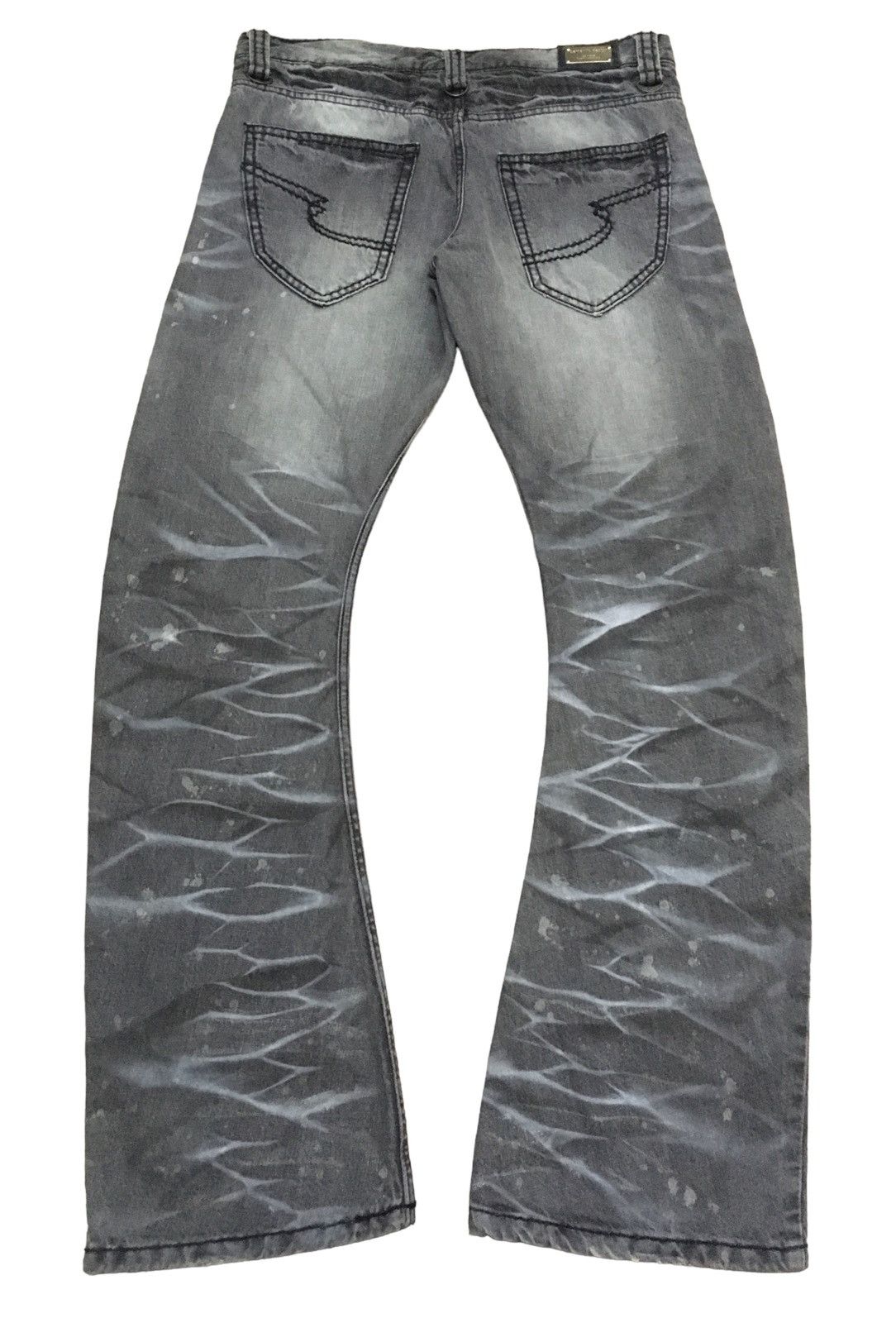 14th Addiction Vintage Semantic Design Distressed Curve Flared Jeans 1990s Size US 34 / EU 50 - 1 Thumbnail