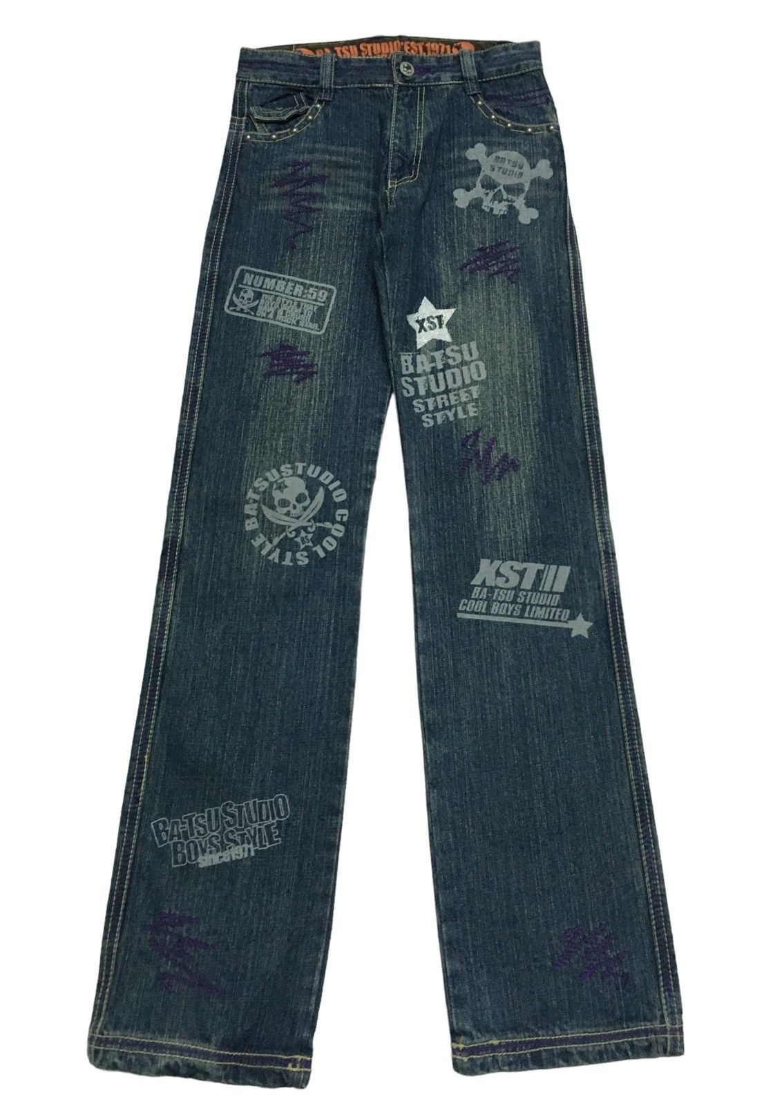 14th Addiction Rare Design Vintage Japanese Brand Ba-Tsu Studio Jeans 1990s Size US 28 / EU 44 - 1 Thumbnail