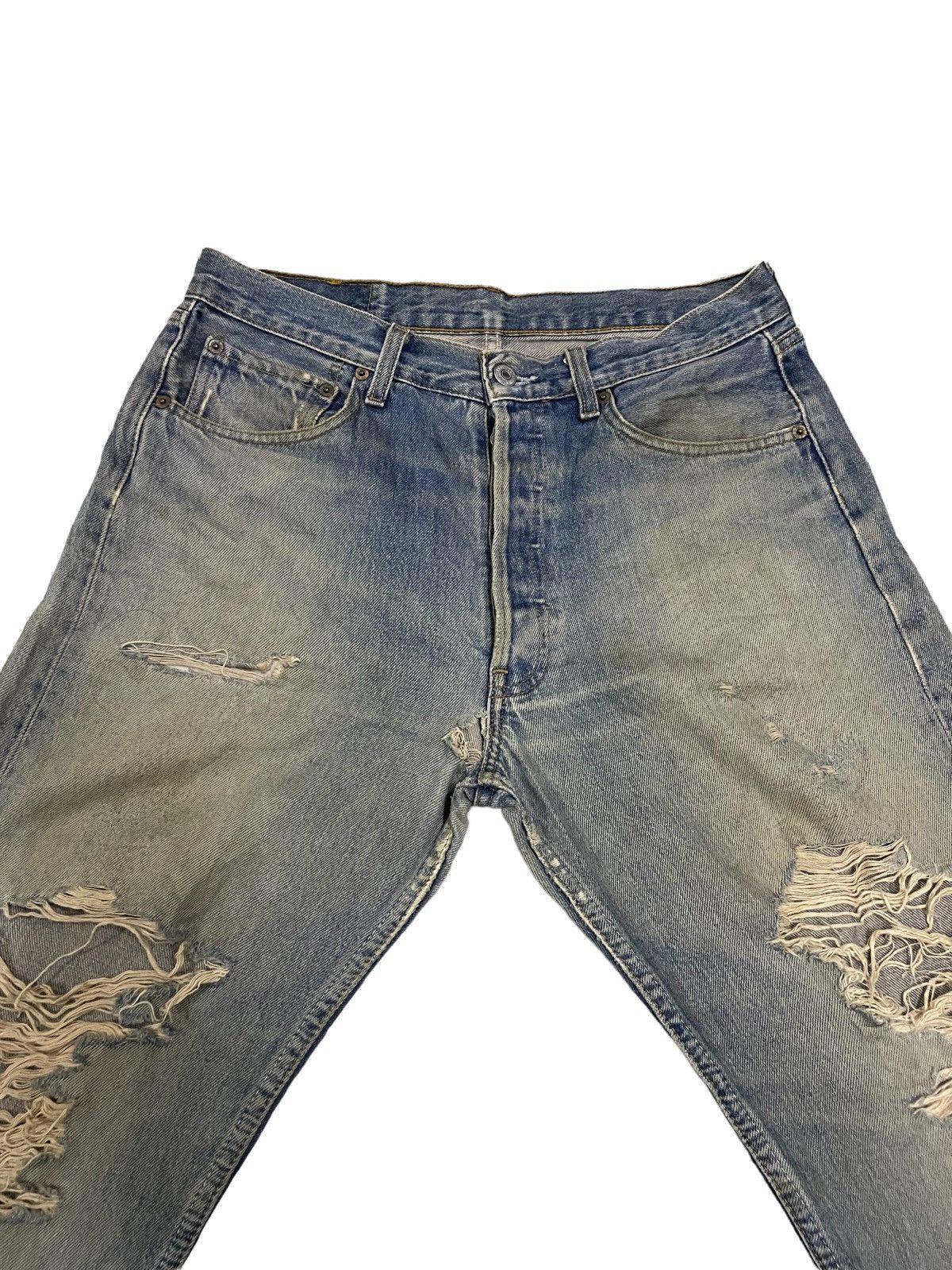Levi's Vintage 90s Levi’s 501 Mud Wash Ripped Destroyed Jeans Size US 32 / EU 48 - 8 Thumbnail