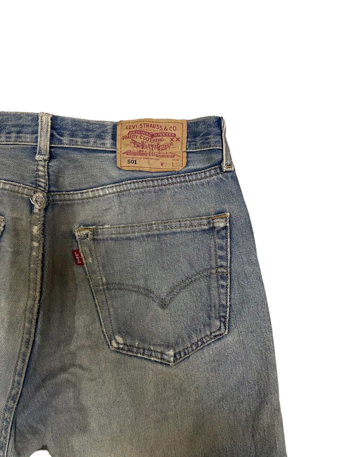 Levi's Vintage 90s Levi’s 501 Mud Wash Ripped Destroyed Jeans Size US 32 / EU 48 - 15 Thumbnail