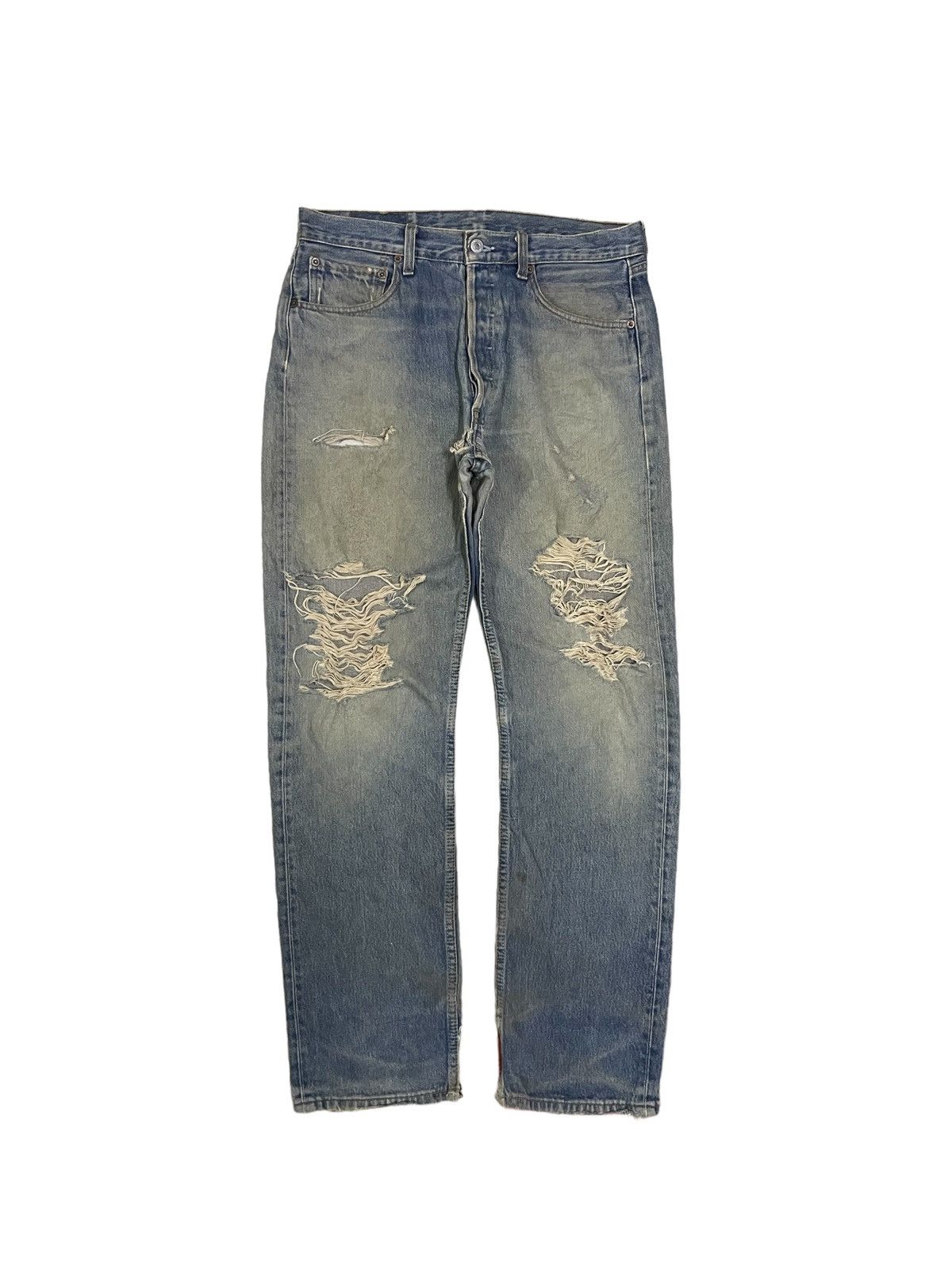 Levi's Vintage 90s Levi’s 501 Mud Wash Ripped Destroyed Jeans Size US 32 / EU 48 - 7 Thumbnail