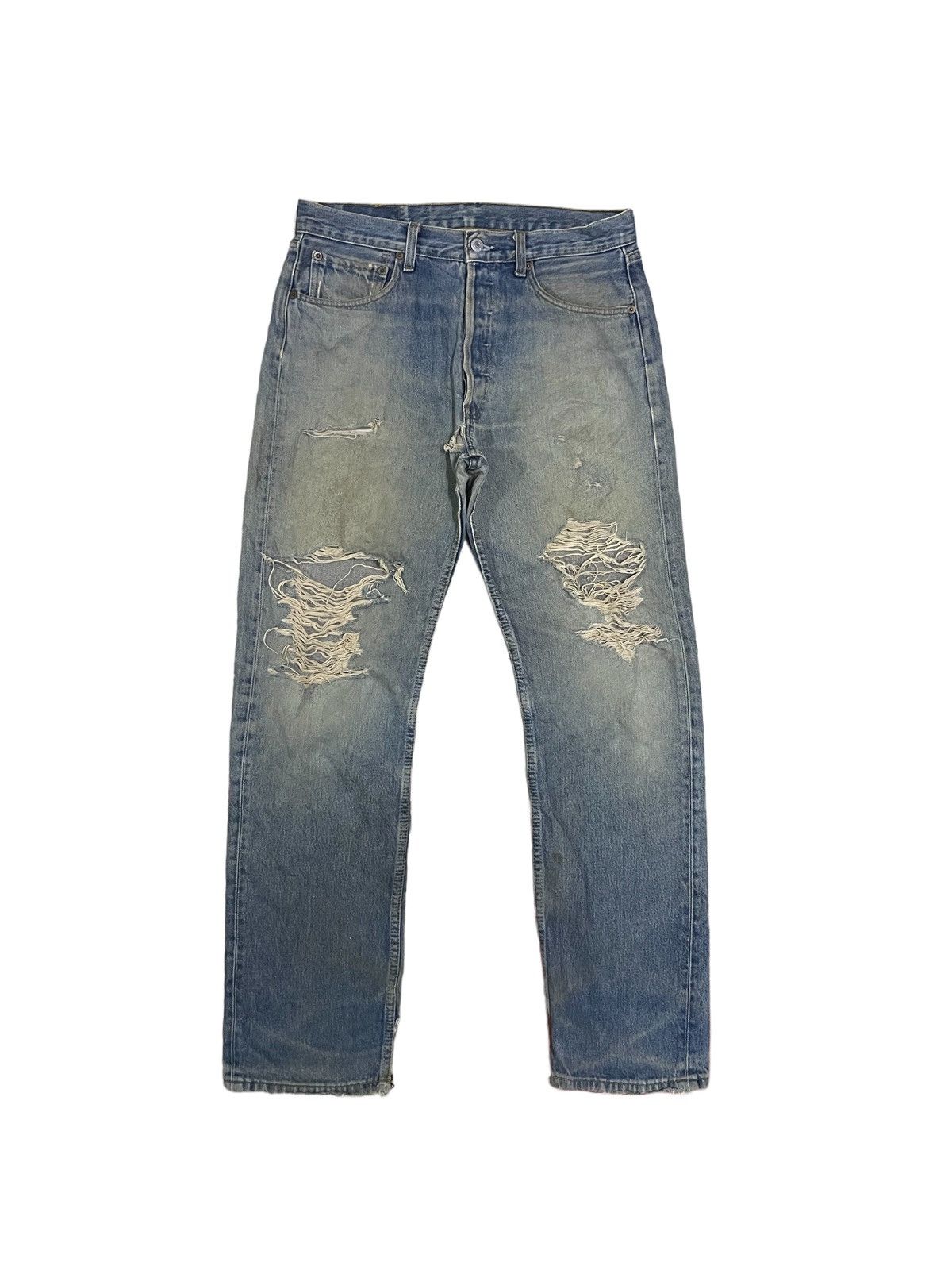 Levi's Vintage 90s Levi’s 501 Mud Wash Ripped Destroyed Jeans Size US 32 / EU 48 - 6 Thumbnail