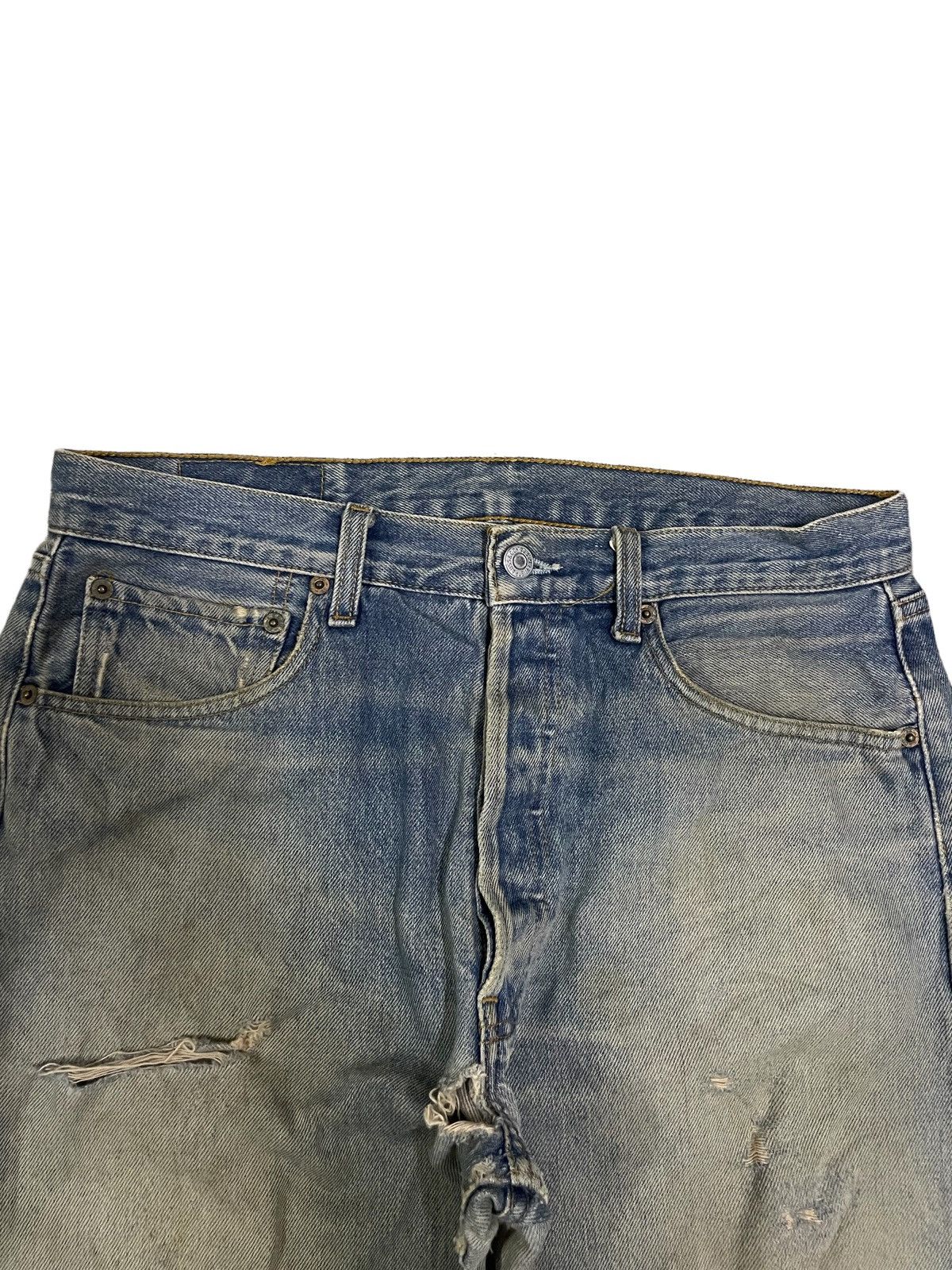 Levi's Vintage 90s Levi’s 501 Mud Wash Ripped Destroyed Jeans Size US 32 / EU 48 - 4 Thumbnail