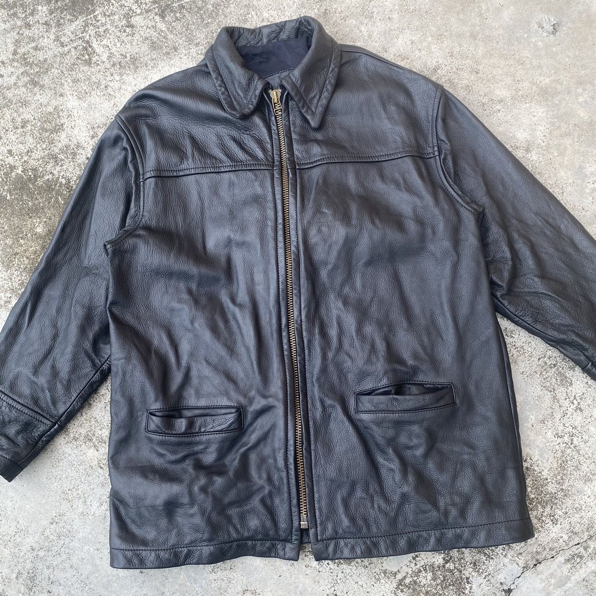 Genuine Leather × Vintage Vintage Branded Zip Up Genuine Leather Jacket Size US L / EU 52-54 / 3 - 7 Thumbnail