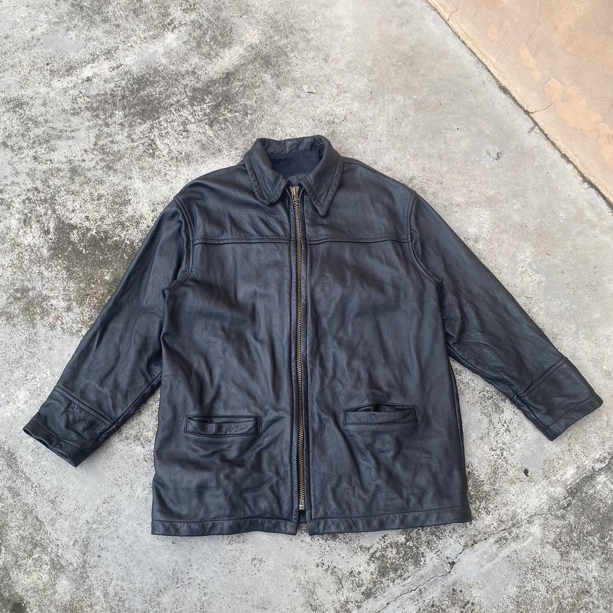 Genuine Leather × Vintage Vintage Branded Zip Up Genuine Leather Jacket Size US L / EU 52-54 / 3 - 4 Thumbnail