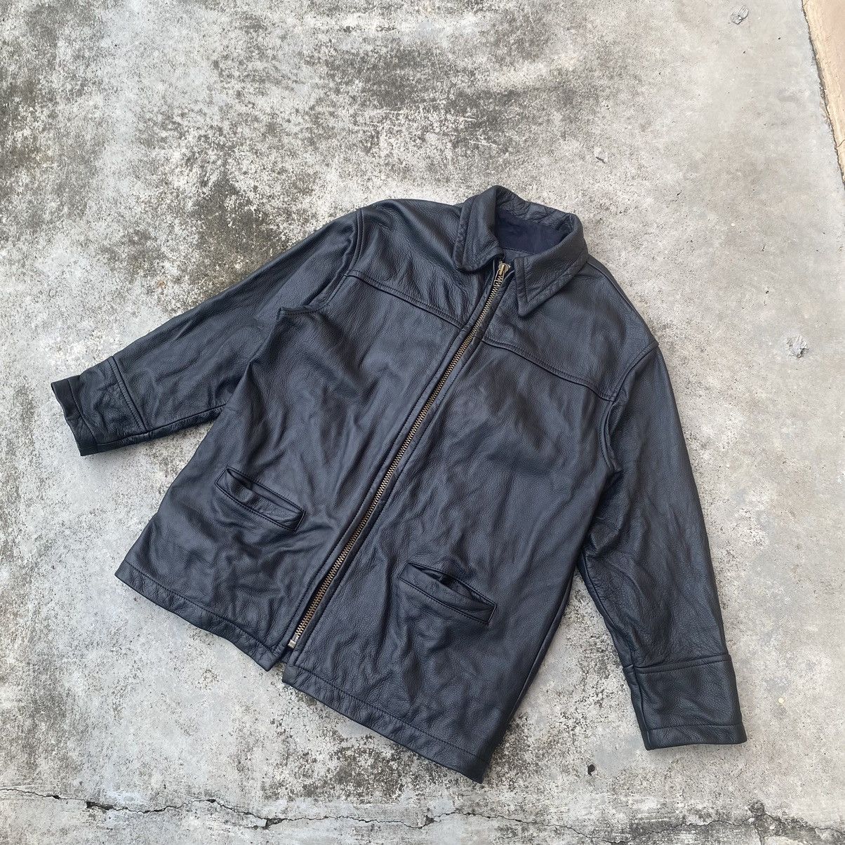 Genuine Leather × Vintage Vintage Branded Zip Up Genuine Leather Jacket Size US L / EU 52-54 / 3 - 1 Thumbnail