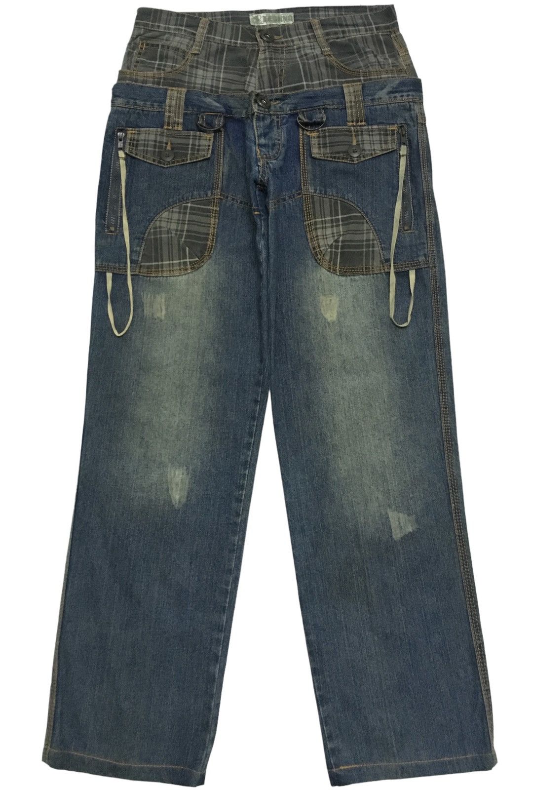 If Six Was Nine × Japanese Brand Rare Vintage Japanese Brand Techno Double Waist Jeans 1990s Size US 29 - 1 Thumbnail
